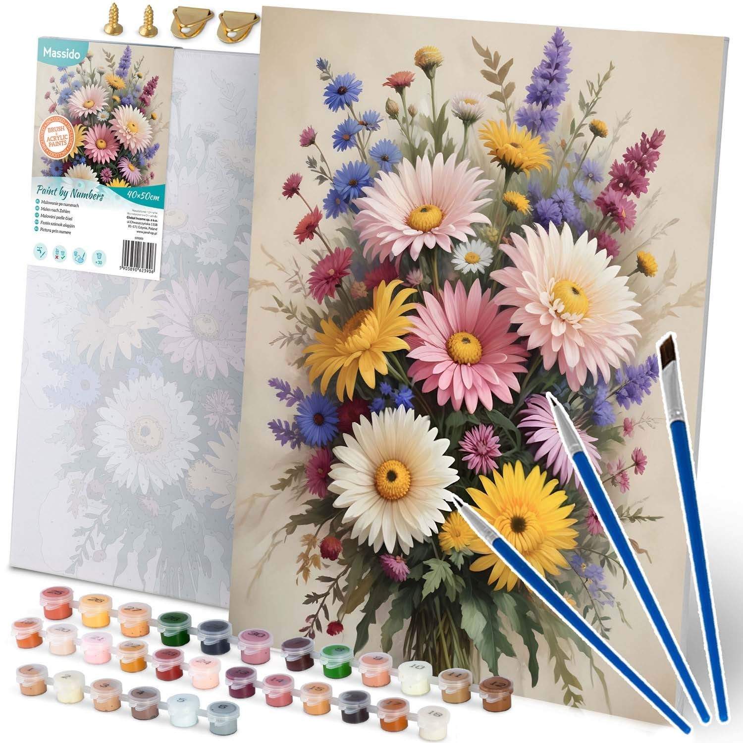 Maleri efter tal 40x50 cm Massido Flowers