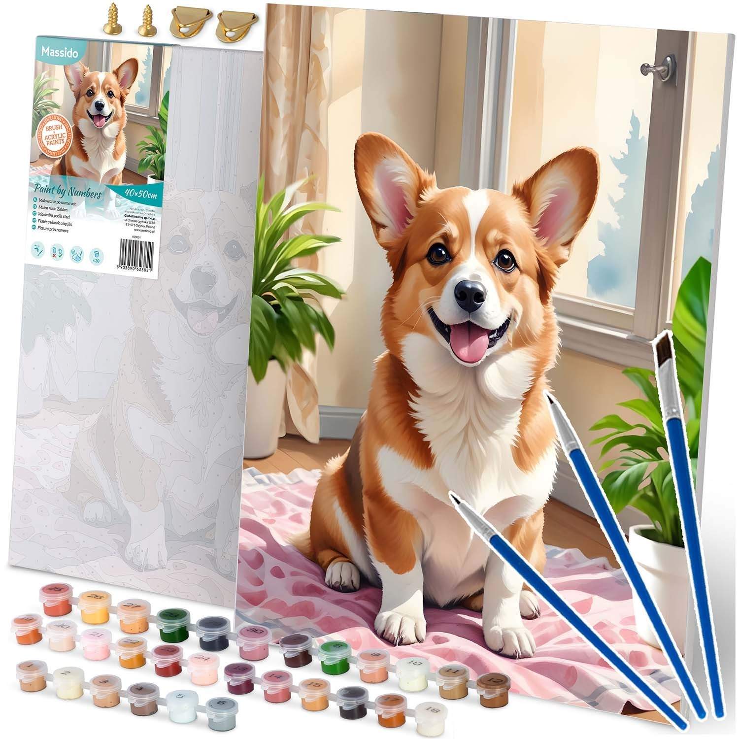 Maalaus numeroilla 40x50 cm Massido Corgi koira