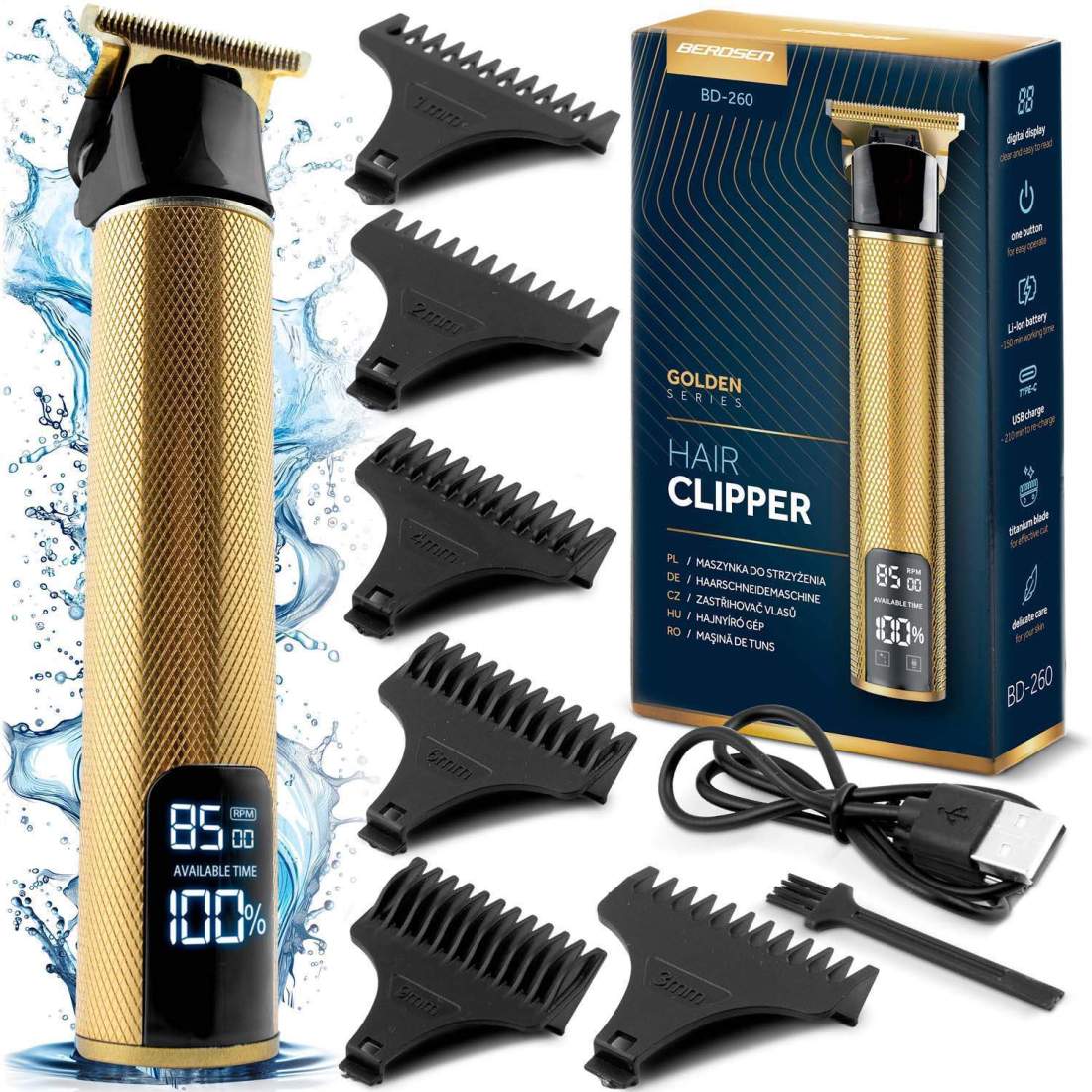 Berdsen BD-260 guld hårklippare | Elektronik - Tillbehör Mobil & Surfplatta - Mobiltillbehör - Mobilkablar - Tillbehör | Pryloteket
