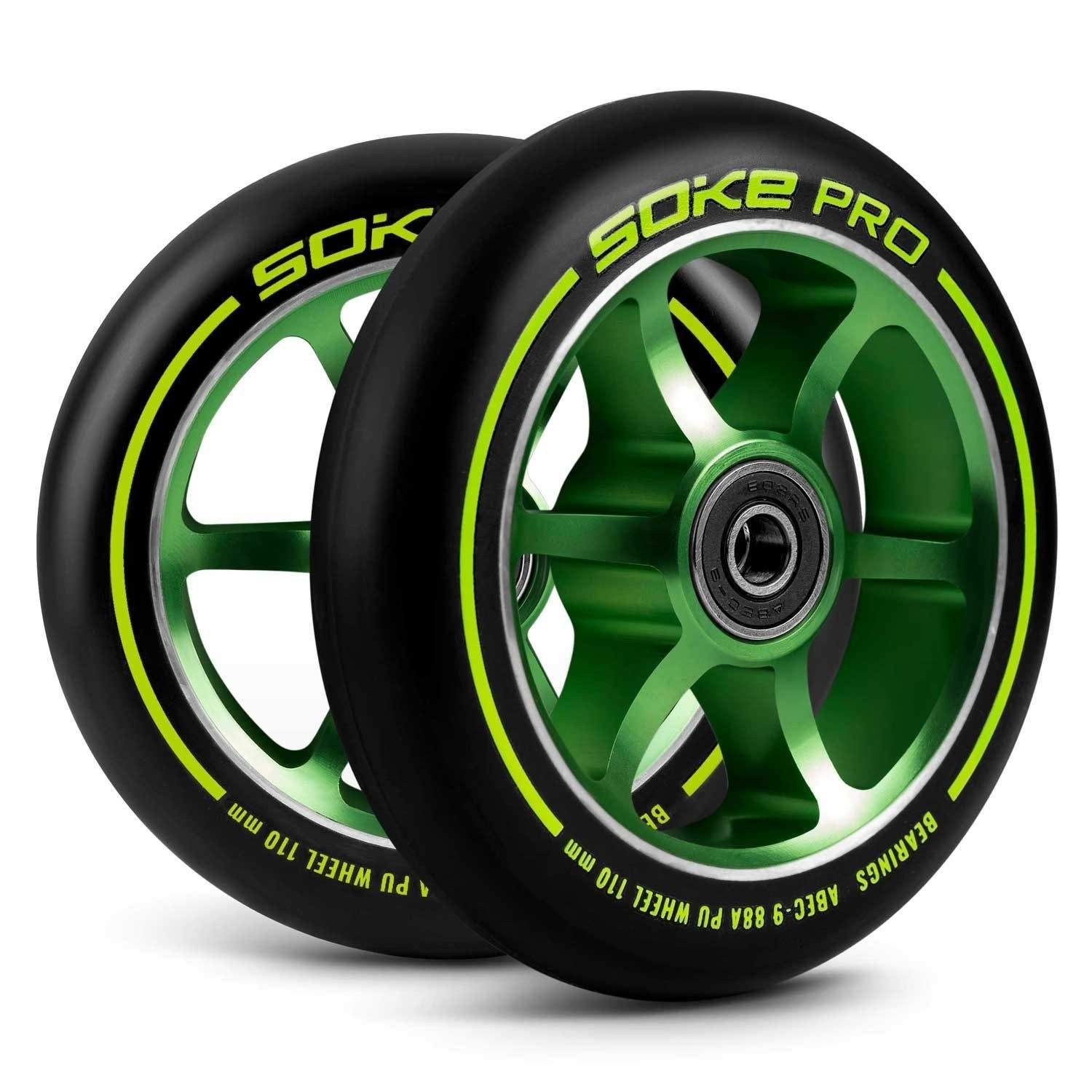 Grønne hjul til scooter 110 mm, 2-pak