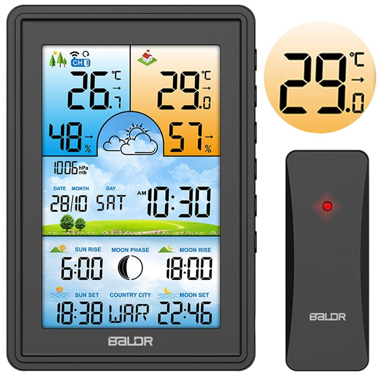 Väderstation med display BD-906 svart | Sport & Fritid - Friluftsliv & Camping - Belysning | Pryloteket