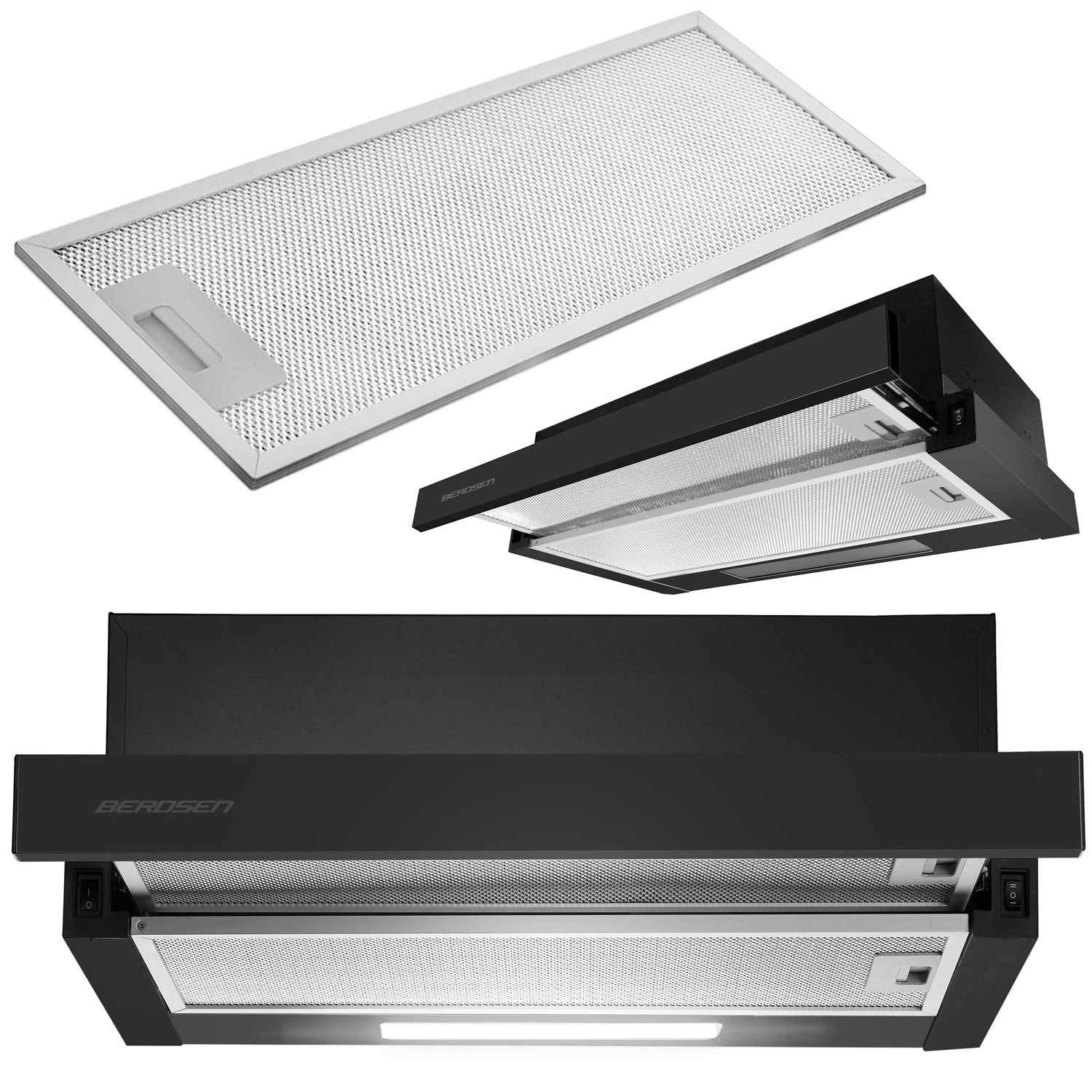 Berdsen BT-230 teleskopisk köksfläkt, mattsvart | Sport & Fritid - Friluftsliv & Camping - Belysning | Pryloteket