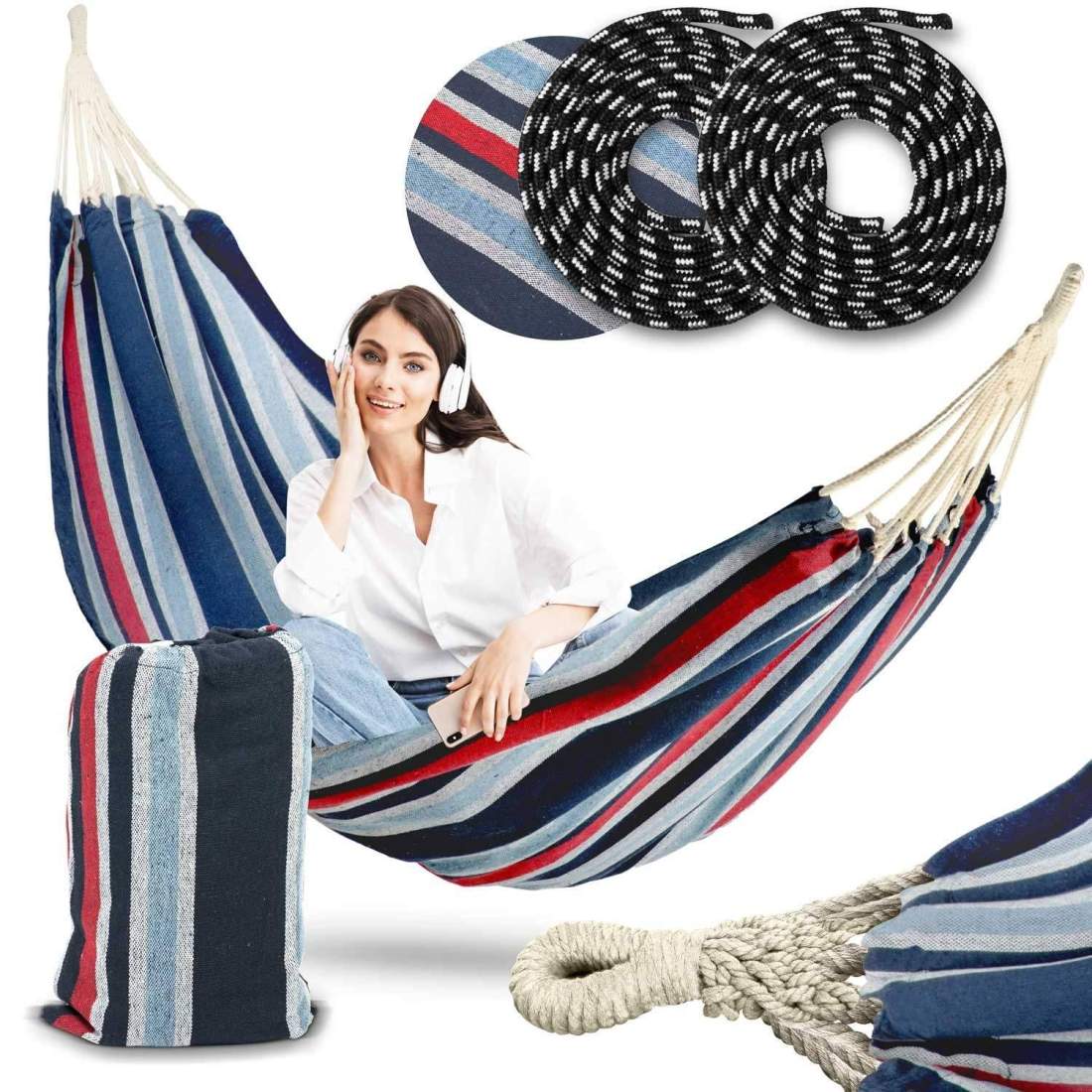 Dubbel Hängmatta Malaga Blå-Röd Sofotel | Hem & Hobby - Hem & Hushåll - Balkong | Pryloteket