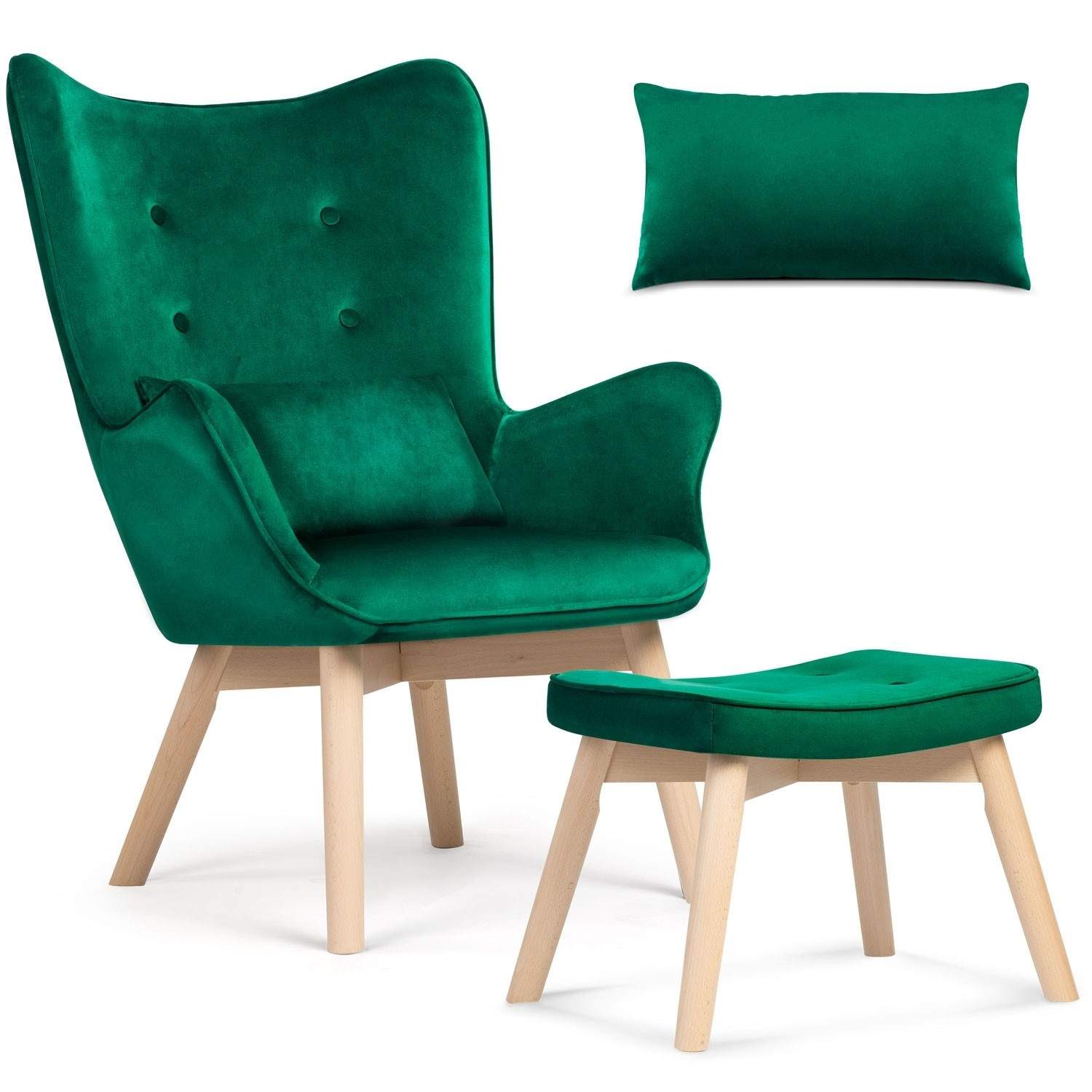 Luksuriøs lænestol med fodskammel Sofotel Norse Dark Green