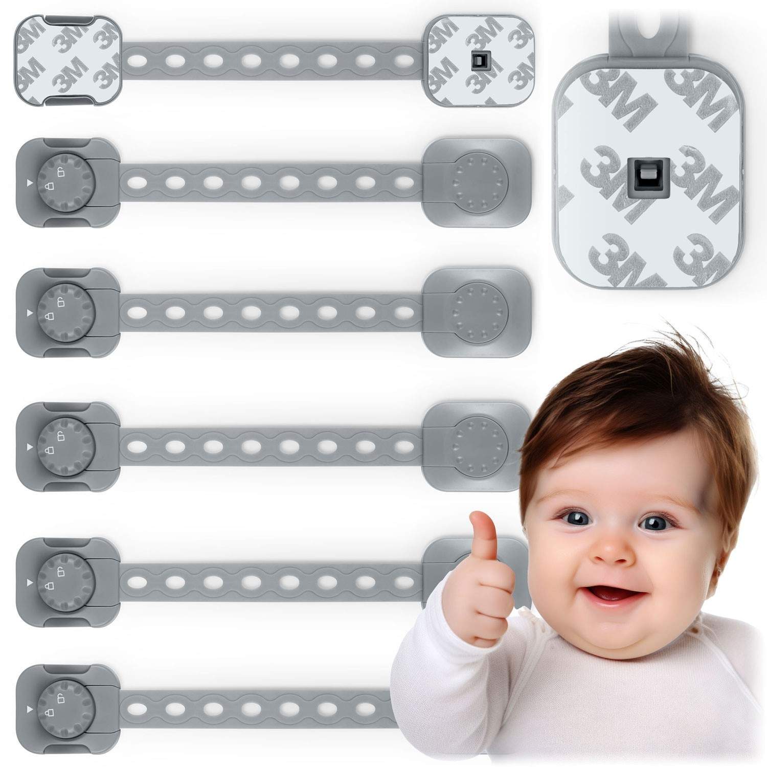 Børnesikring til skabe Ricokids 798201, 6-pak, grå