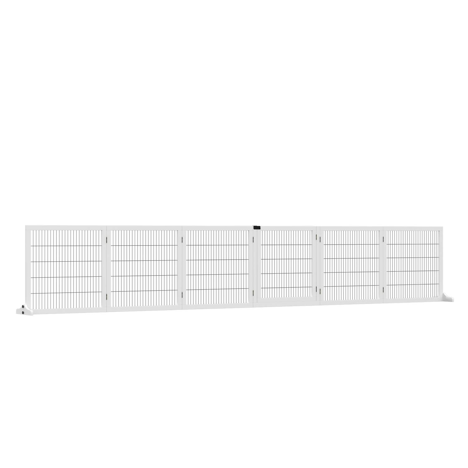 Hundespærre, justerbar sikkerhedslåge med fødder, 432 x 70 cm hundelåge i træ, foldbar trappelåge, hundespærre til trapper, døre