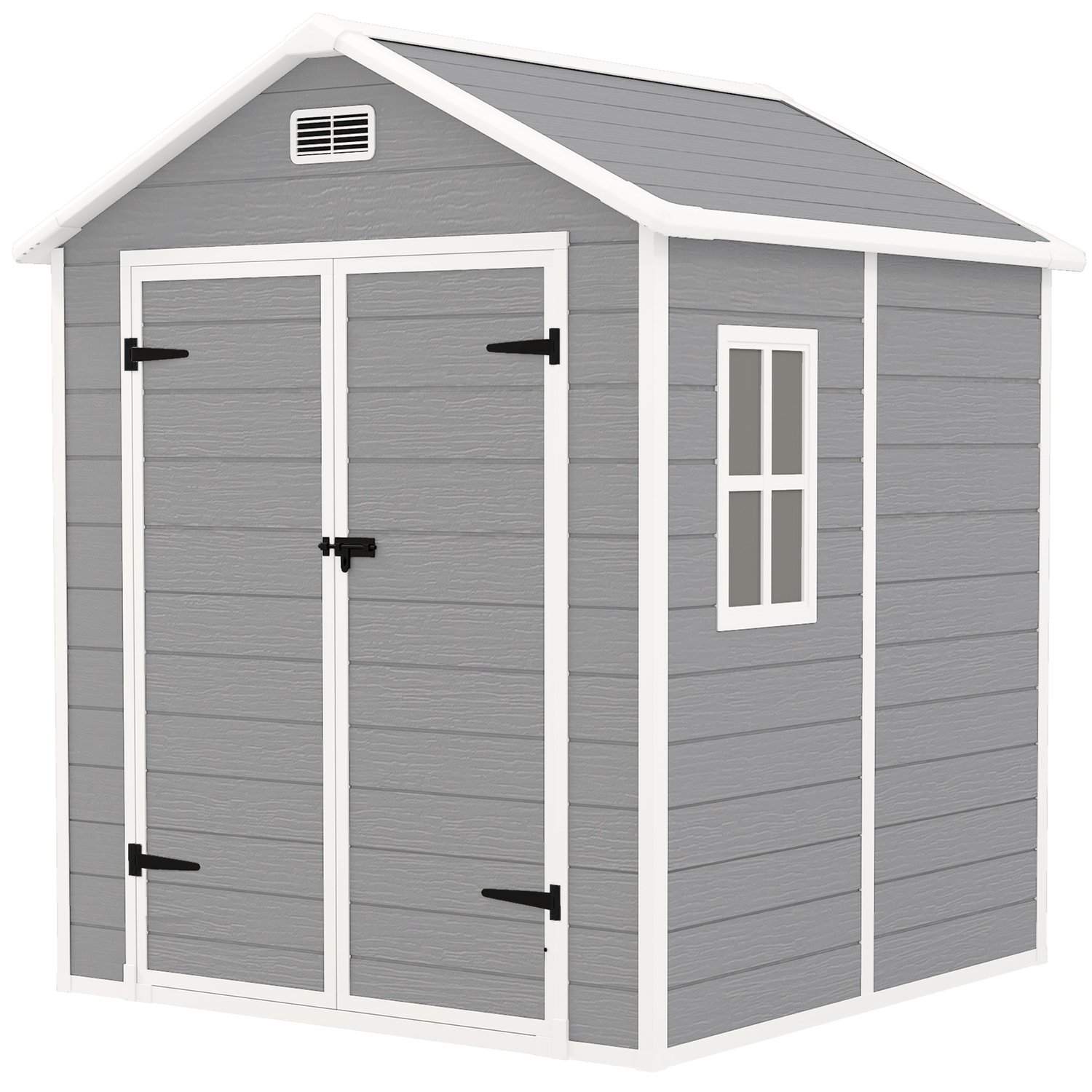 Redskabsskur 2,4m², vandtæt havehus med gulvtag, 182x151x219/181 cm, redskabsskur med låsbar dør, vinduescykelgarage, haveskab a