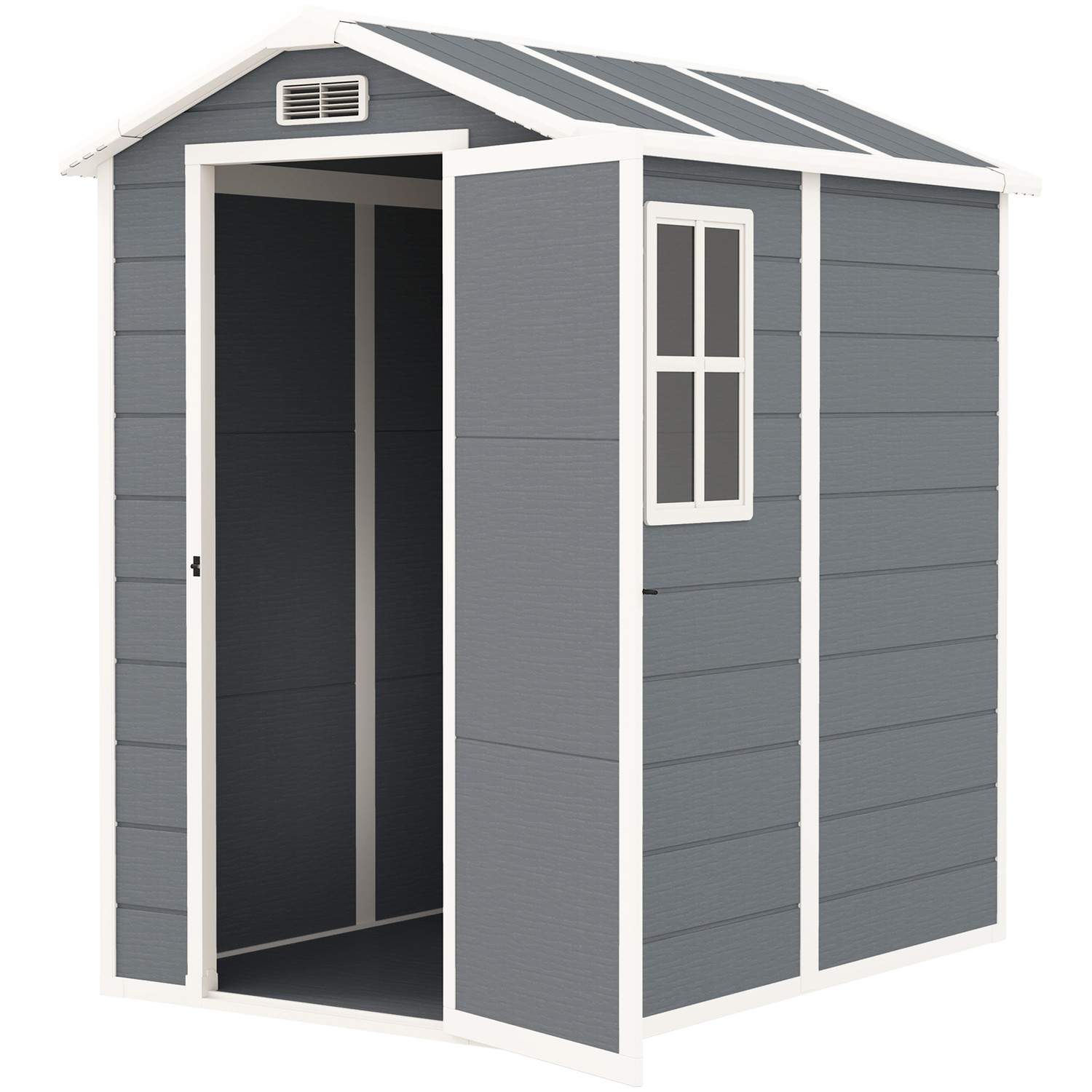 Redskabsskur 2,1m², vandtæt havehus med gulvtag, 131x186x198/172 cm, redskabsskur med låsbar dør, vinduescykelgarage, haveskab a