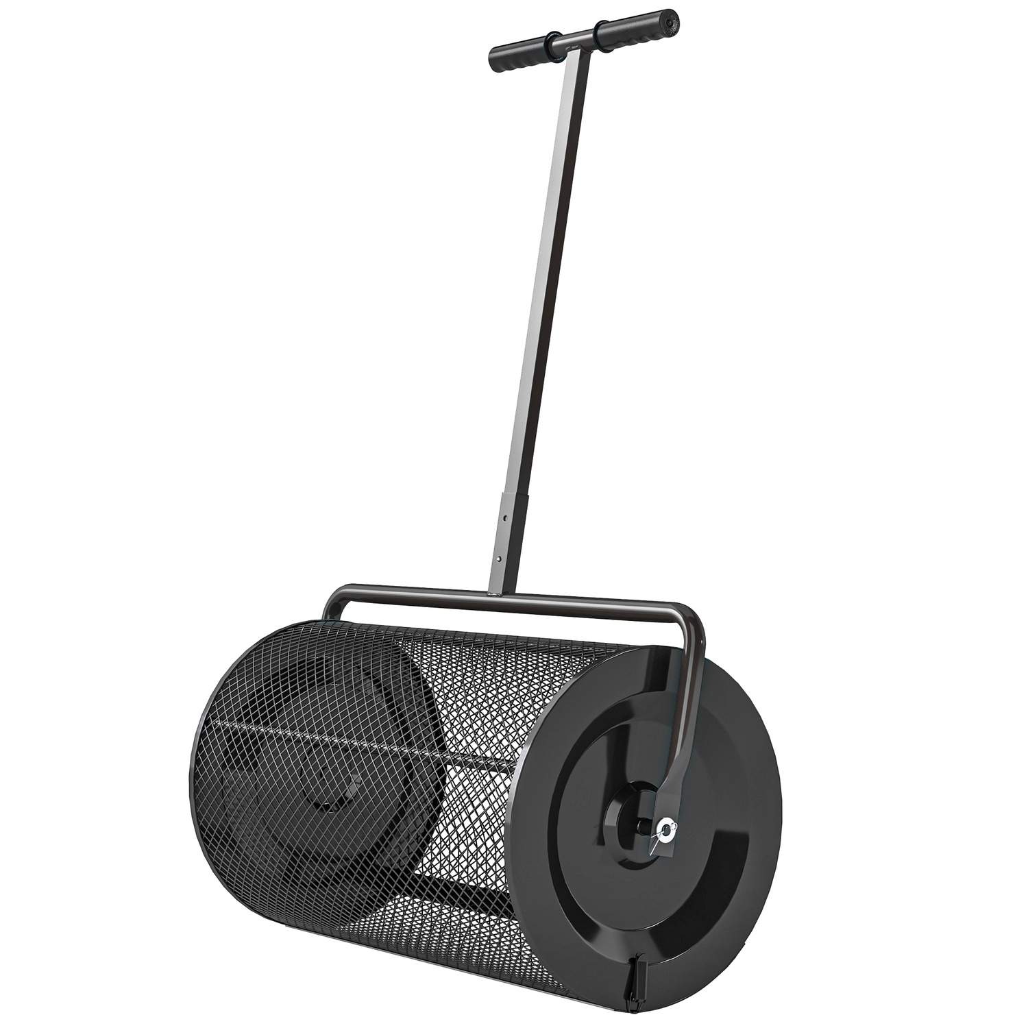Kompostspreder 300L 61x40cm gødningsspreder græsplæne havespreder med T-greb netkurv metal frøspreder tørvemosspreder plænespred