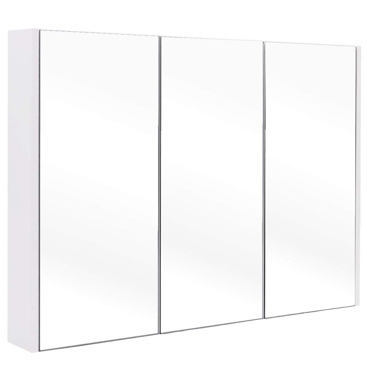 Spejlskab med justerbare hylder badeværelsesspejlskab 90 x 11 x 65 cm hvid