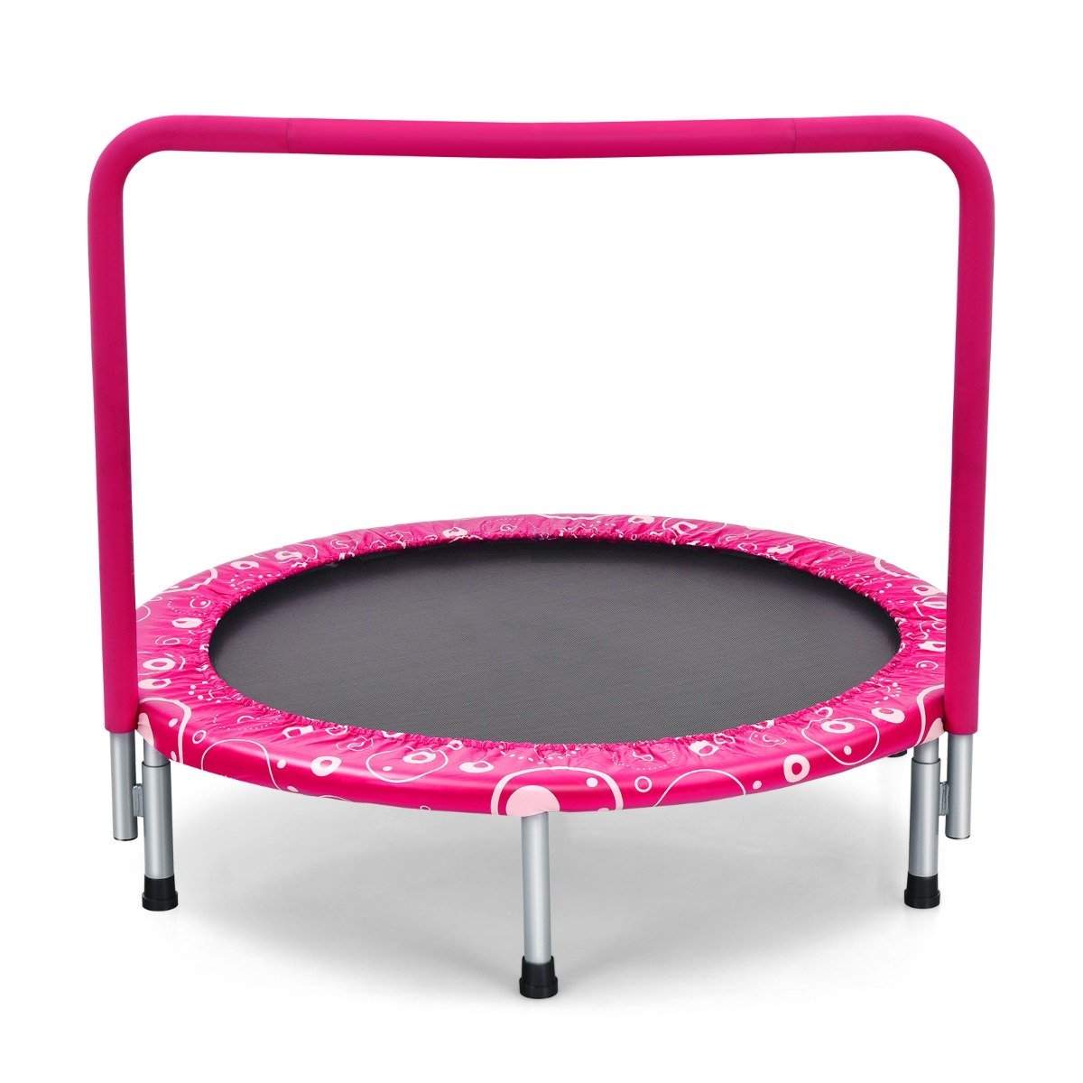 92 cm børnetrampolin, minitrampolin med håndtag, foldbar trampolin, bæreevne op til 150 kg, pink + sort