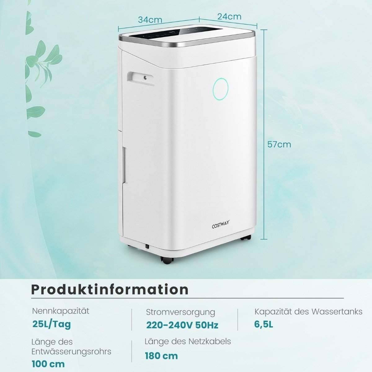 Ilmankuivain 6,5 l vesisäiliöllä jopa 30 - 25 l / päivä