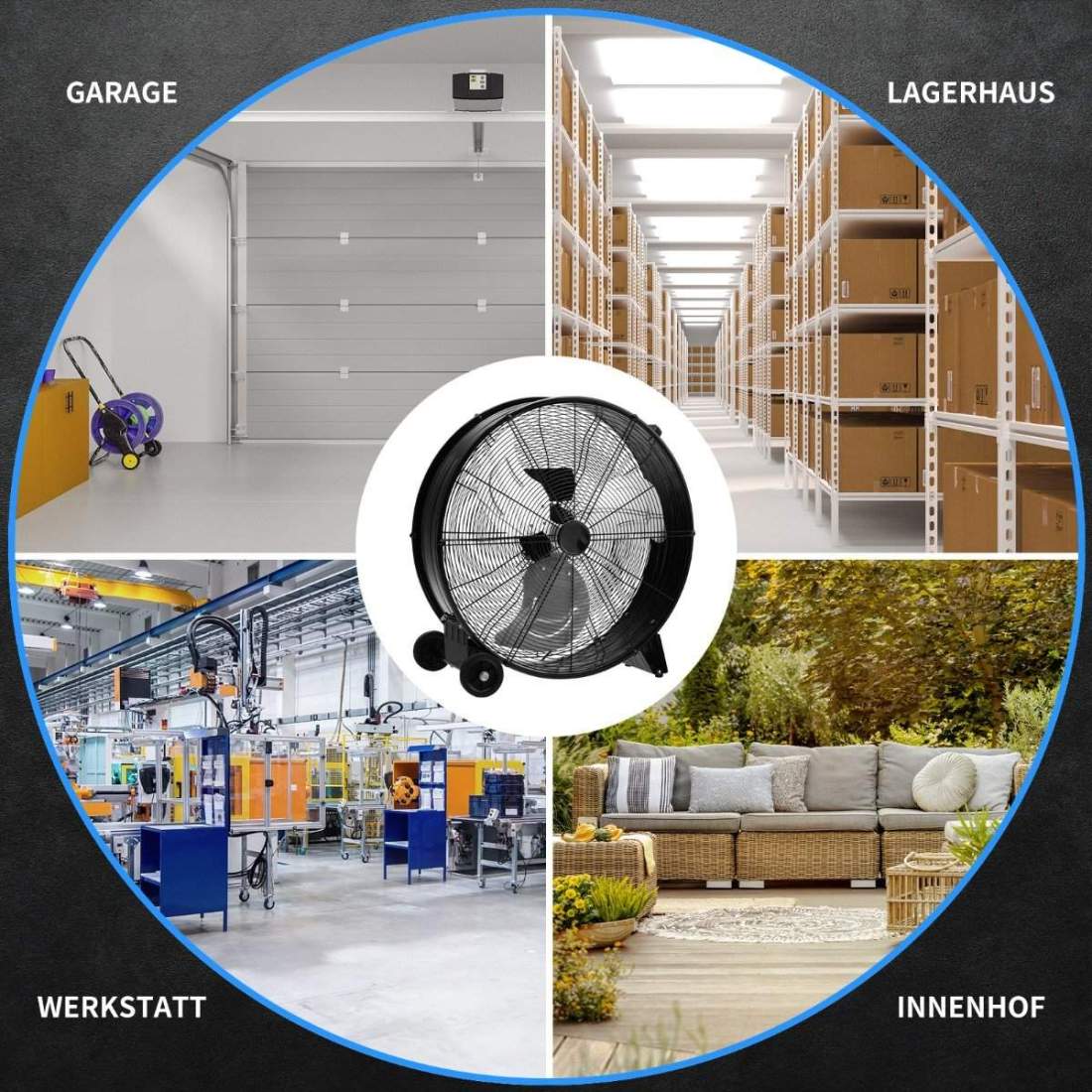Fläkttrumfläkt piedestalfläkt industriell golvfläkt med hjul 3 hastigheter vindmaskin för lagerverkstad | Hem & Hobby - Hem & Hushåll - Trädgårdsartiklar - Växthus | Pryloteket
