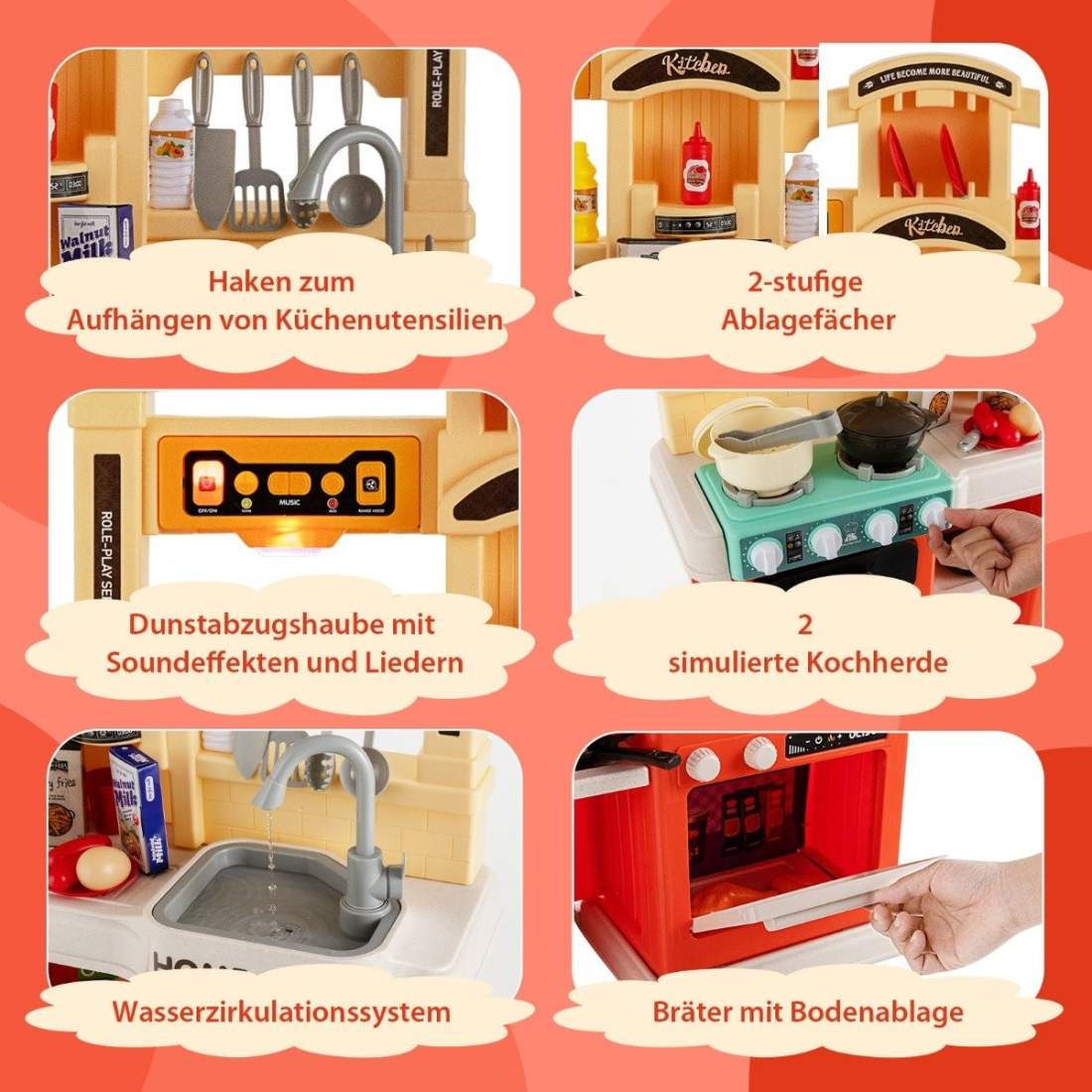 69-delat lekkök med ång- och matlagningseffekter, orange, 66 x 23 x 83 cm | Elektronik - Tillbehör Mobil & Surfplatta - Mobiltillbehör - Mobilkablar - Tillbehör | Pryloteket