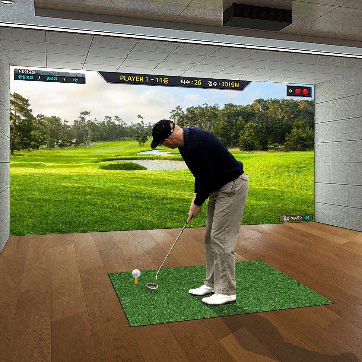 3-i-1 golf-tee-måtte med kunstgræs, 2 golf-tees, 2 justeringspæle og 6 forborede tee-huller, 152 x 92 cm, 27 mm