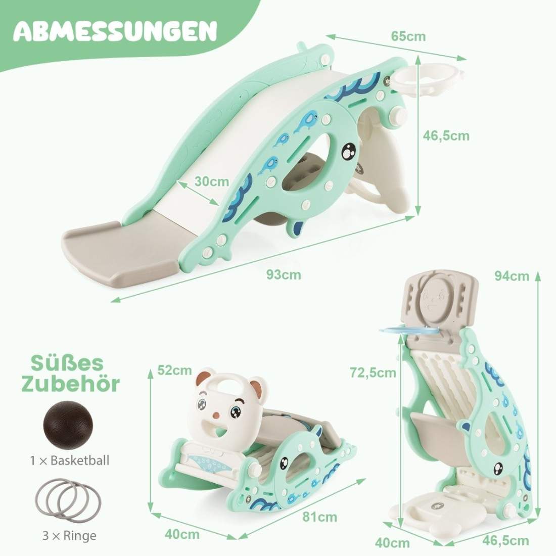 4-i-1 glidleksak för barn med basketkorg & ringspel grön | Elektronik - Tillbehör Mobil & Surfplatta - Mobiltillbehör - Mobilkablar - Tillbehör | Pryloteket