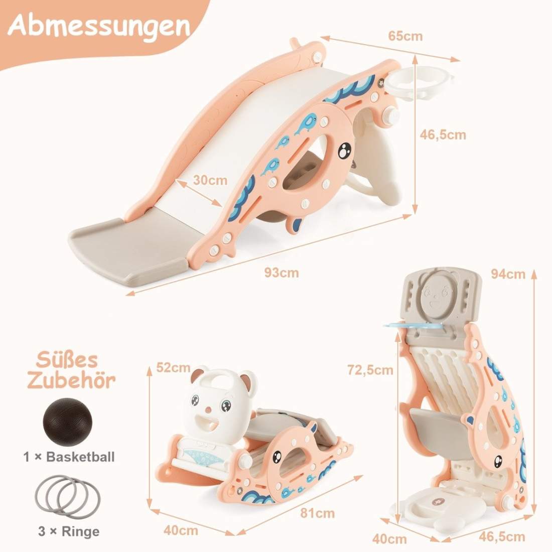 4-i-1 glidleksak för barn med basketkorg och rosa ringspel | Elektronik - Tillbehör Mobil & Surfplatta - Mobiltillbehör - Mobilkablar - Tillbehör | Pryloteket