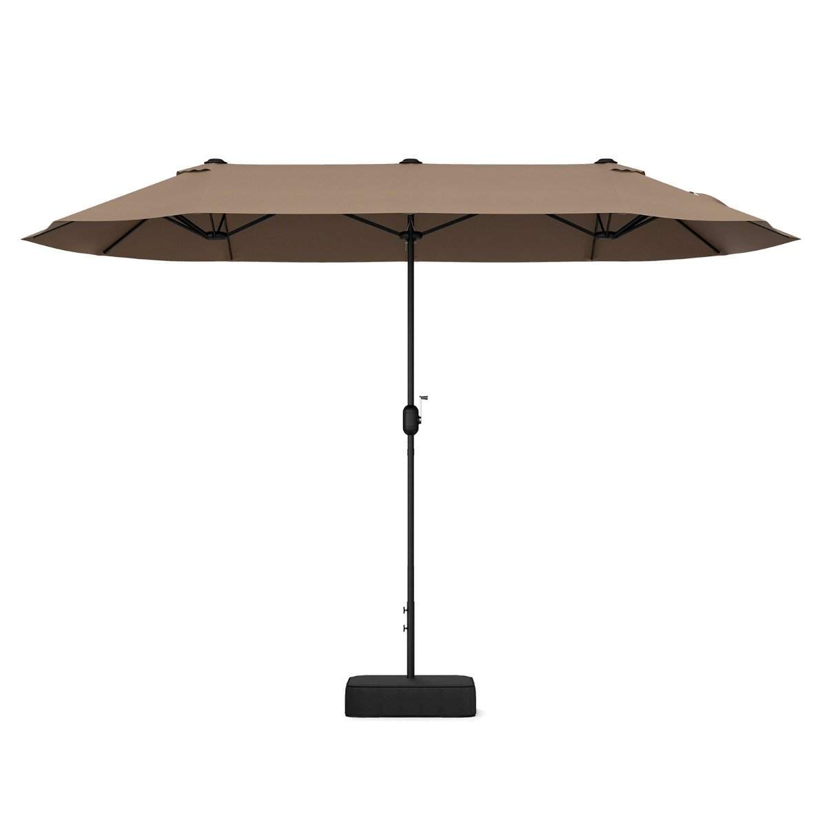 Dobbelt parasol med stativ 400 x 200 cm parasol stor XXL brun