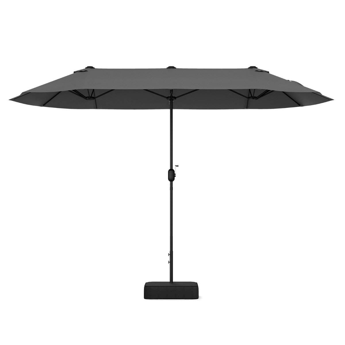 Dobbelt parasol med stativ 400 x 200 cm parasol stor XXL grå