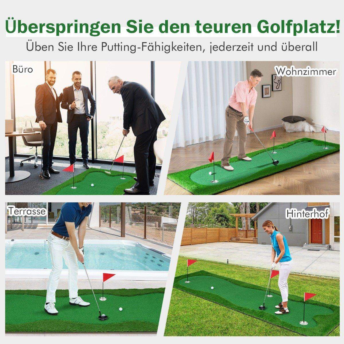 300 x 100 cm Golf Puttemåtte Golfmåtte med kunstgræstræningsmåtte til Home Green