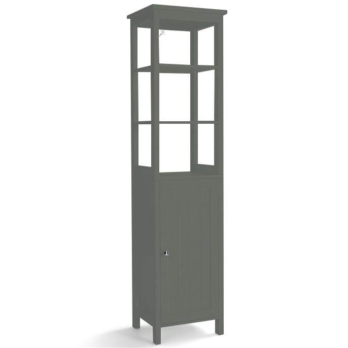 5 etagers højskab, slankt fritstående badeværelsesskab med justerbare hylder, grå, 40 x 32 x 161,5 cm