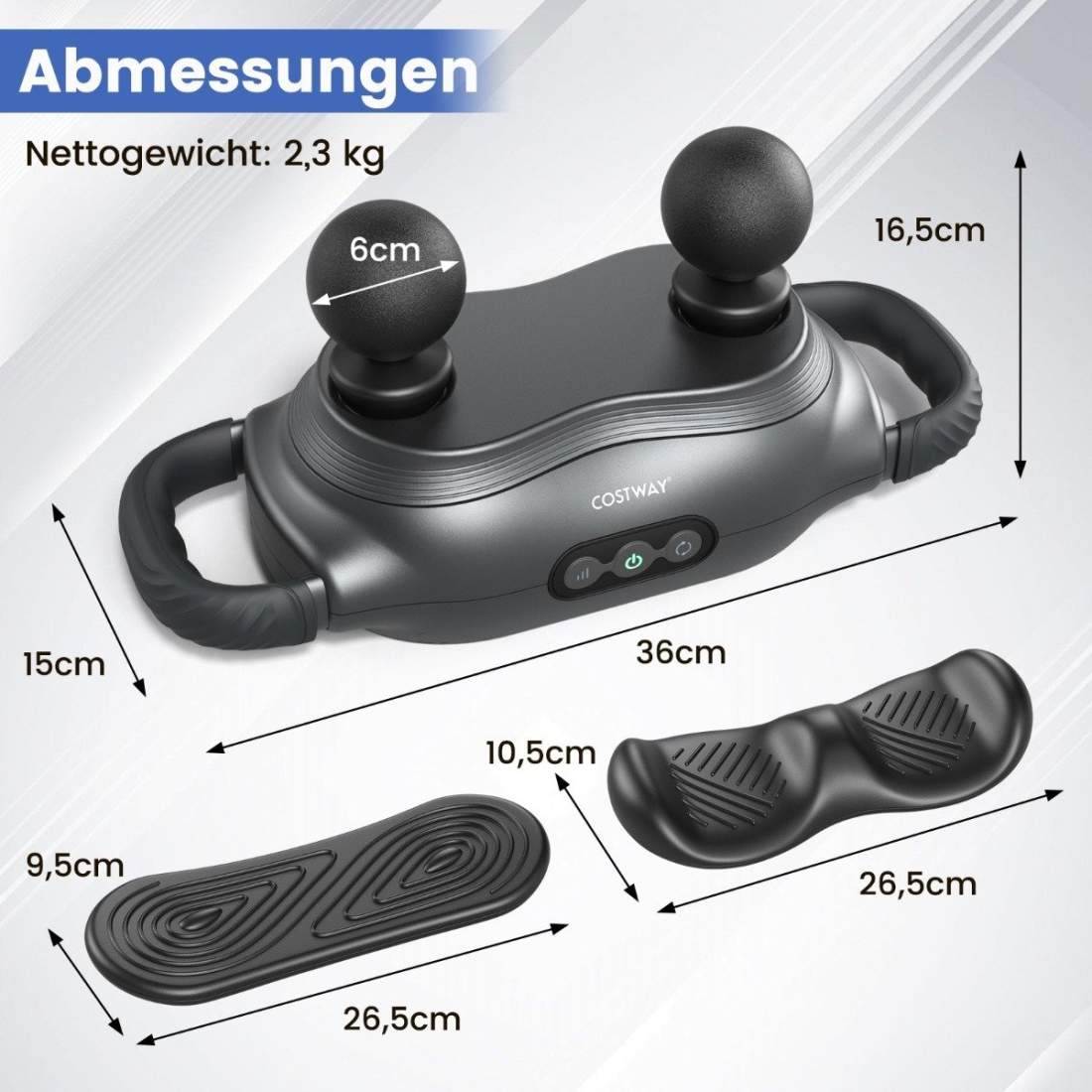 Elektrisk handhållen massageapparat djupvävnad med 3 massagehuvuden och 3 lägen massagepistol för muskelavslappning av axlar ben | Hälsa & Skönhet - Personvård - Massage | Pryloteket