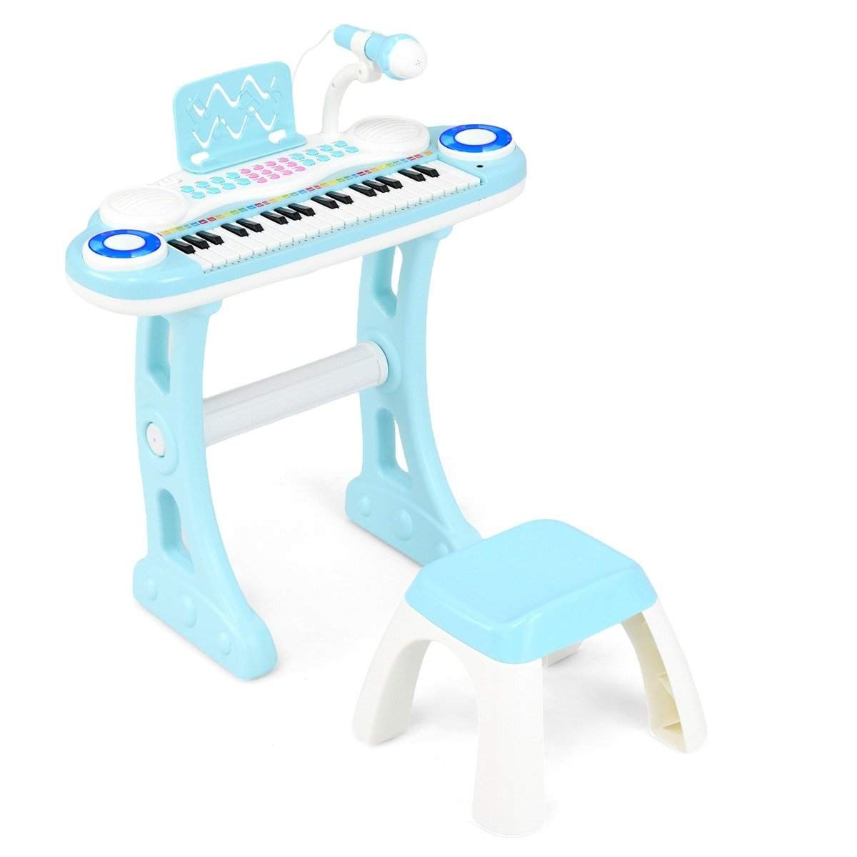 37 tangenter klaver keyboard med lys elektrisk børne keyboard Optagelse & afspilning Toy Piano Blue