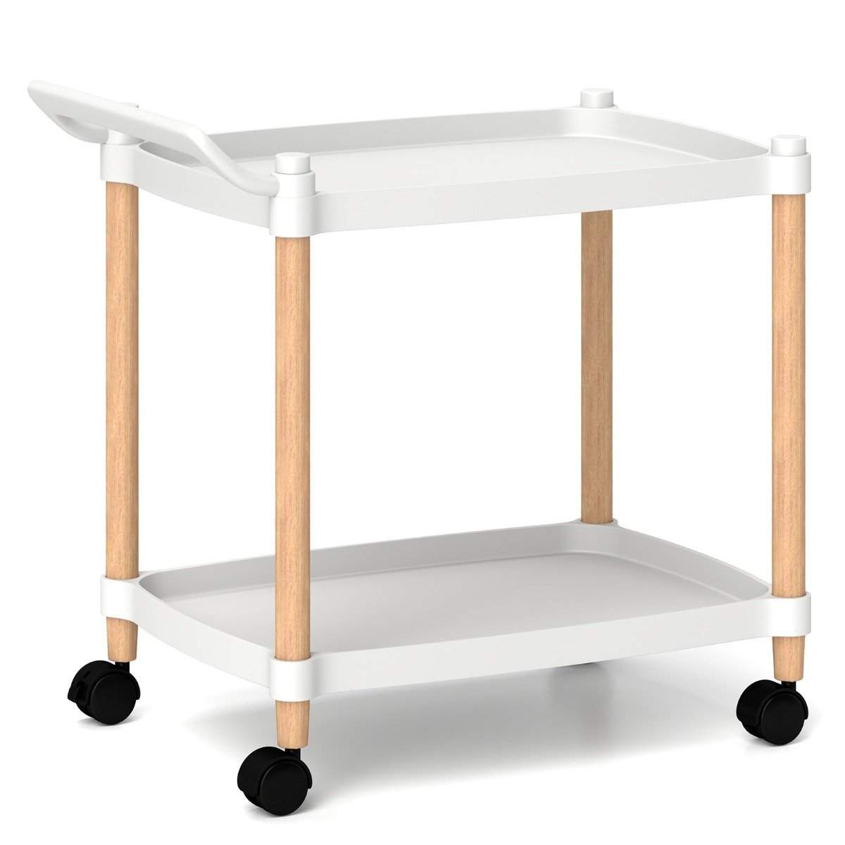 2-trins rullende vogn med låsbare hjul og bøgetræsrammevogn