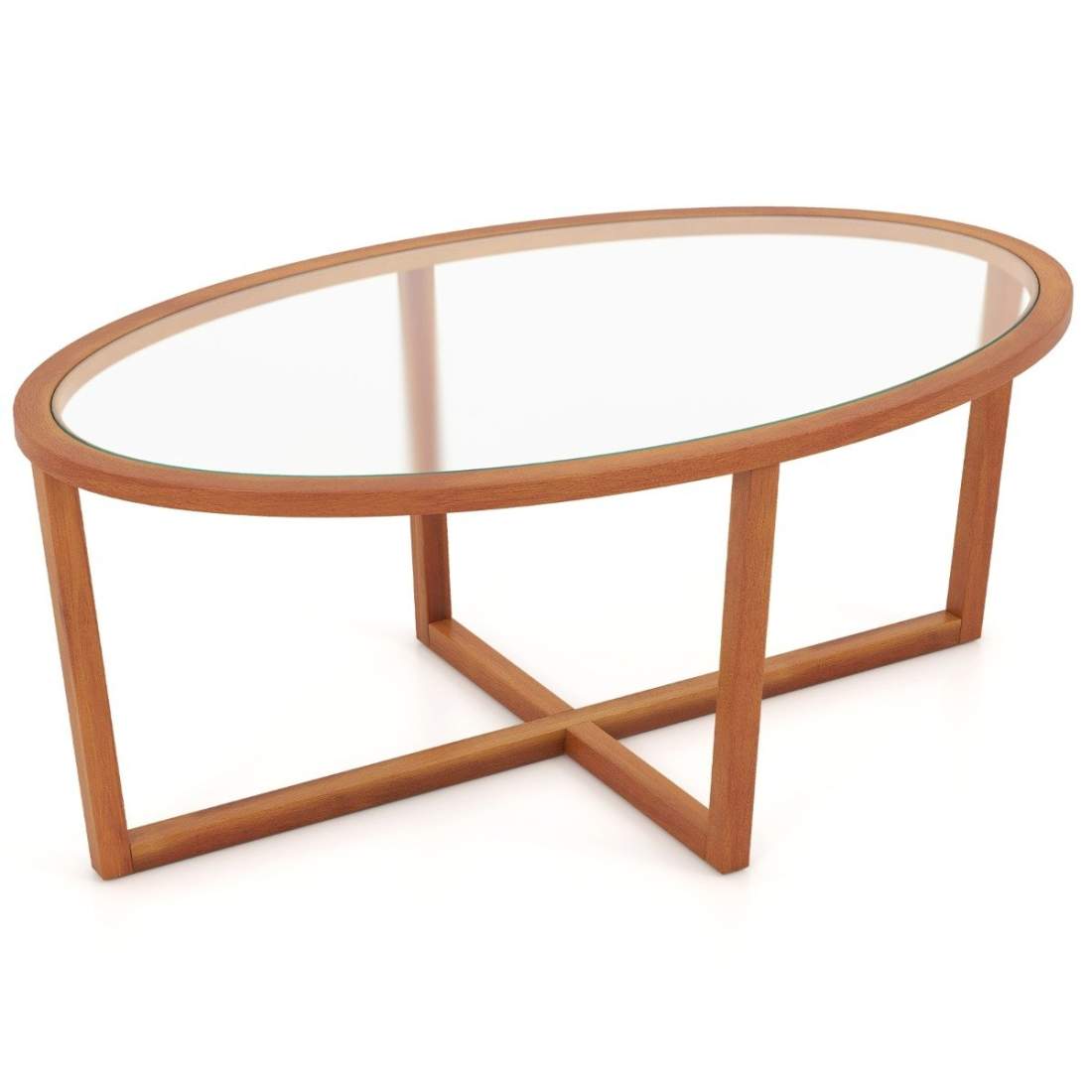 Soffbord i glas med korsfot och ben av akaciaträ Modernt sidobord i glas | Hem & Hobby | Pryloteket