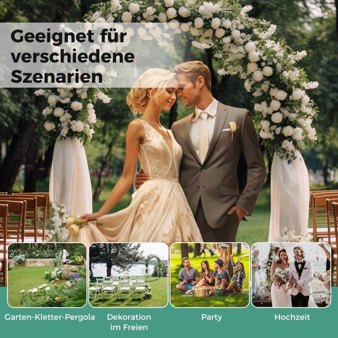 Rosenbåge metall trädgårdsbåge för klätterväxter spaljébåge för bakgårdsbröllopsfest 143 x 40 x 234 cm | Hem & Hobby - Hem & Hushåll - Trädgårdsartiklar - Pergola | Pryloteket