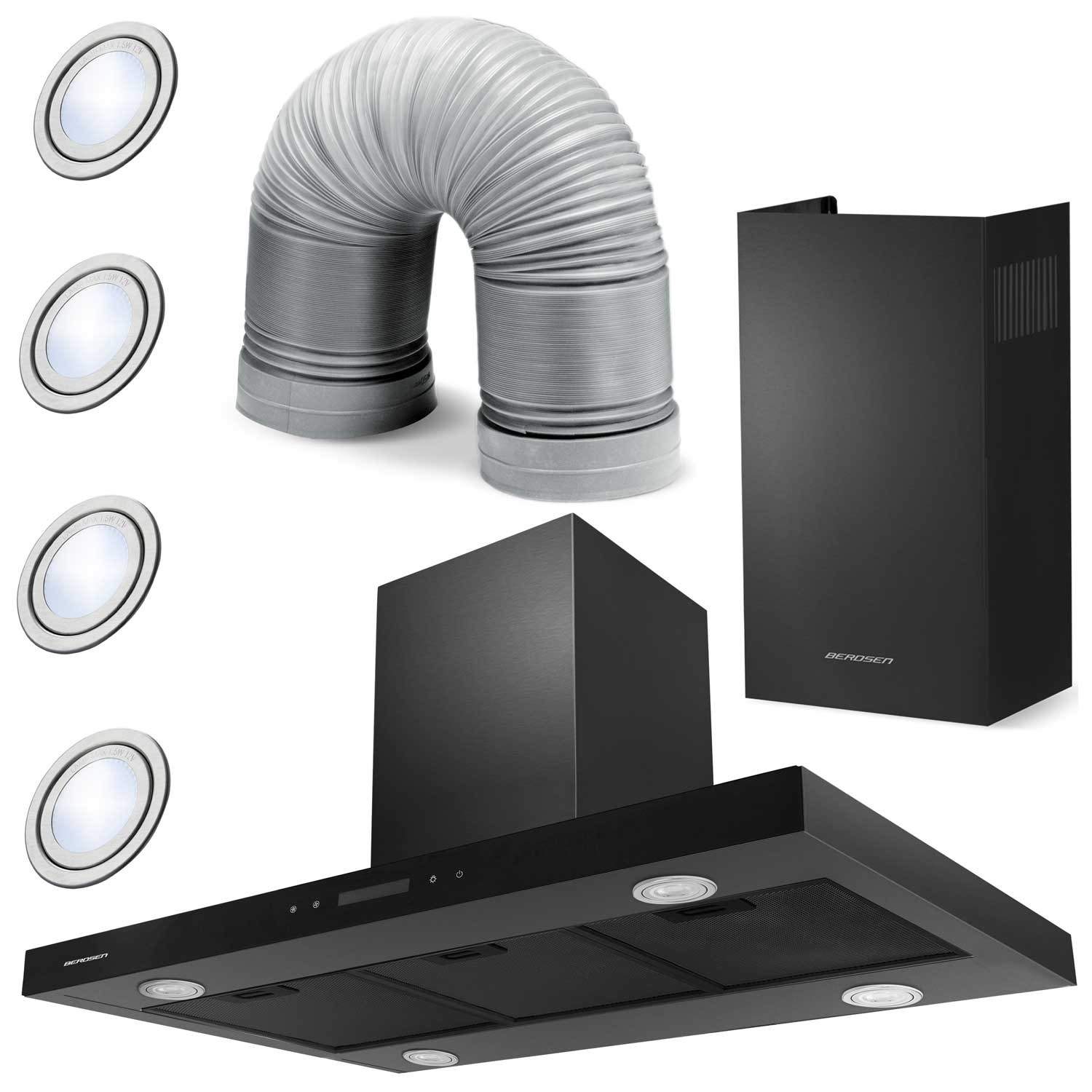 Emhætte 90 cm Sort Berdsen BE-90E