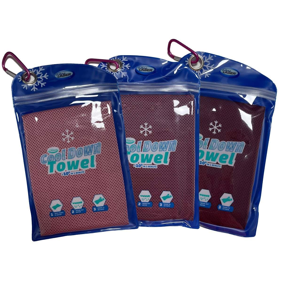 Cool Down Håndklæde - inkl. Taske - 3x Pink