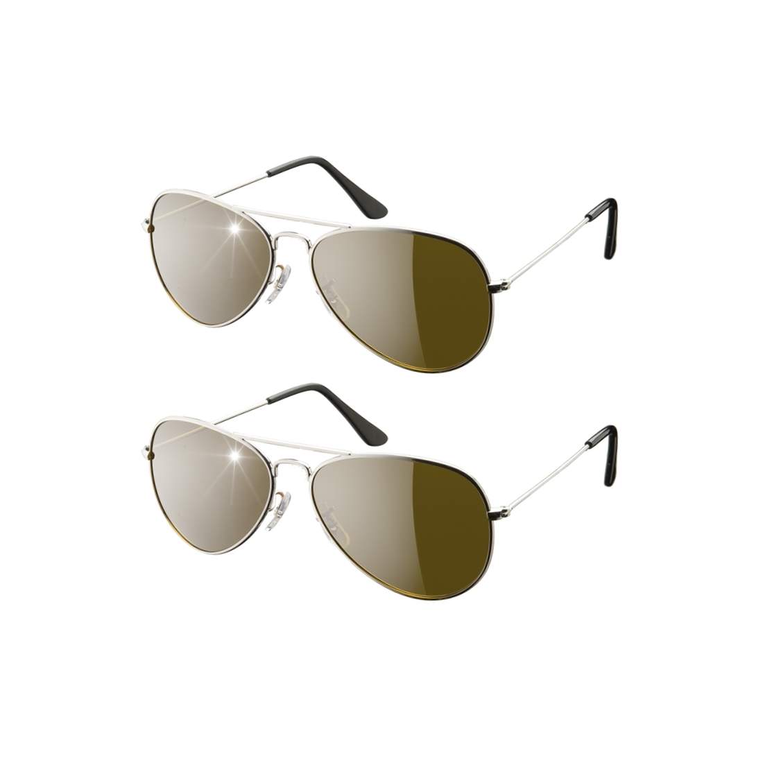 Eagle Eyes - Pilot Solglasögon set om 2 - Silver | Mode & Accessoarer - Accessoarer - Solglasögon | Pryloteket