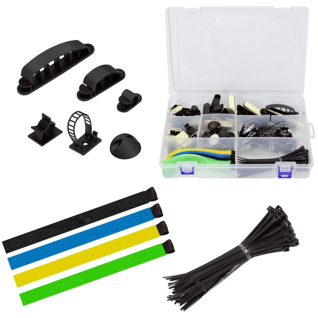 Kabelhanteringsset med 8 artiklar 128 delar Blandade färger | Hem & Hobby | Pryloteket