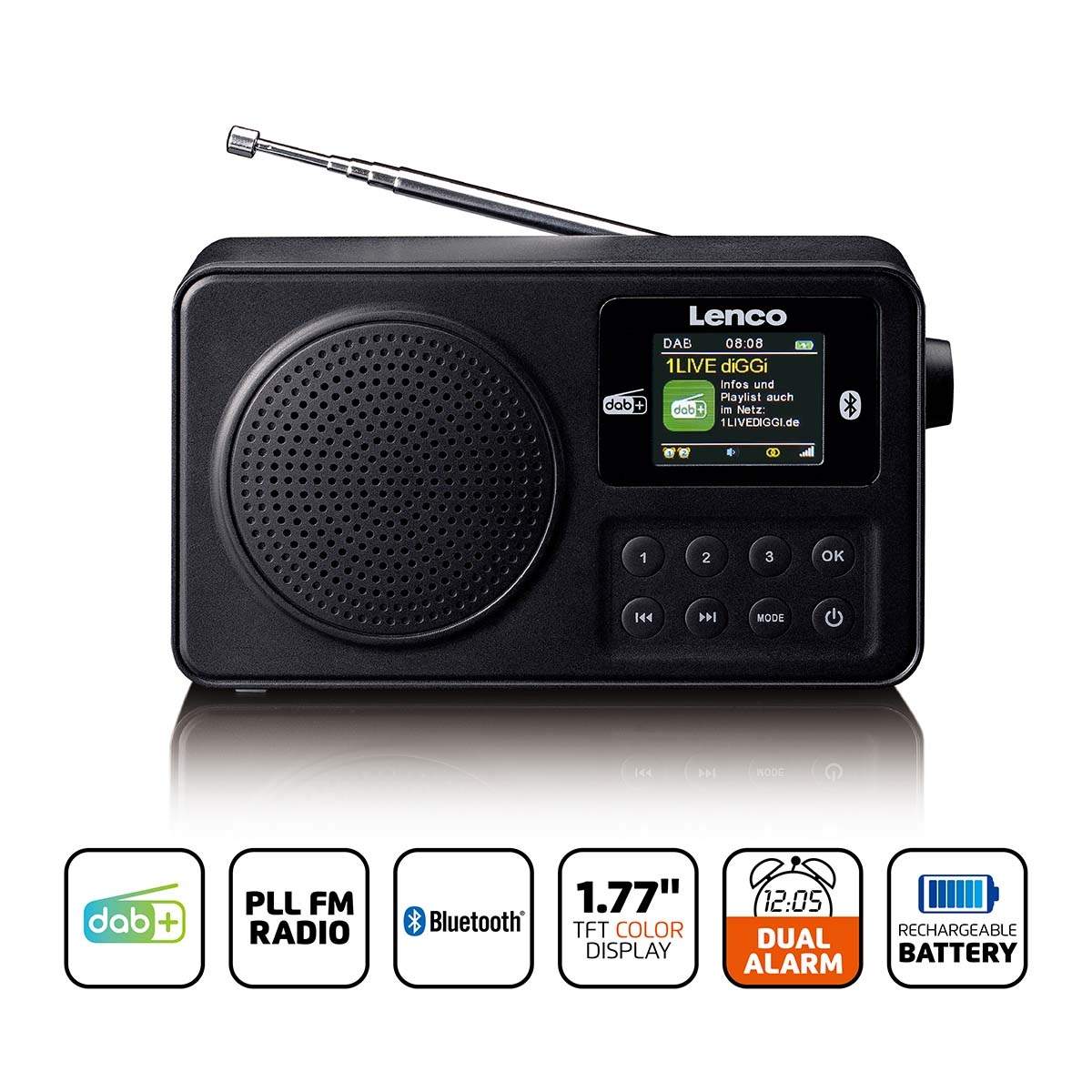 Bærbar DAB+/FM-radio med Bluetooth® Sort billede