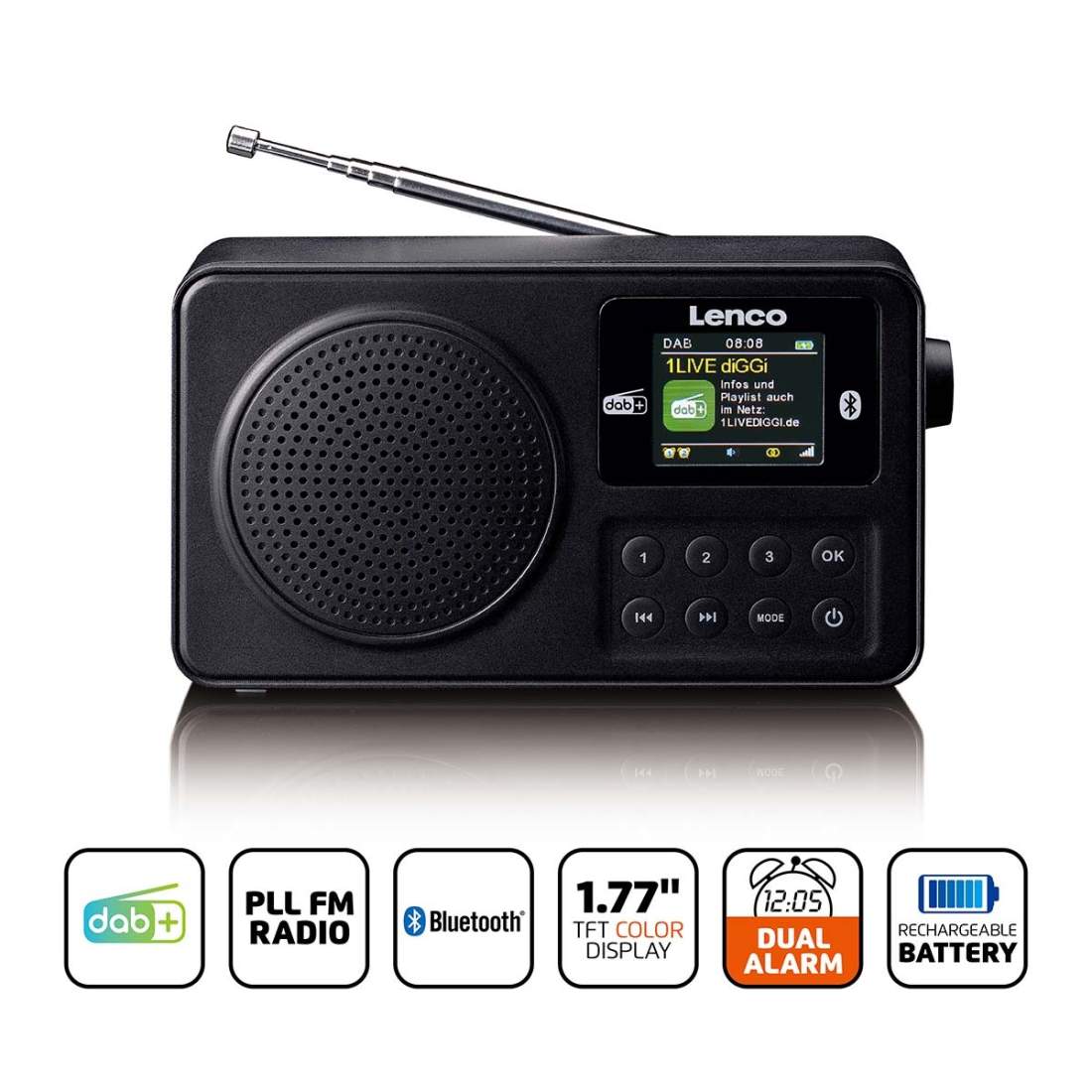 Bärbar DAB+/FM-radio med Bluetooth® Black | Hem & Hobby - Hem & Hushåll - Sovrum | Pryloteket