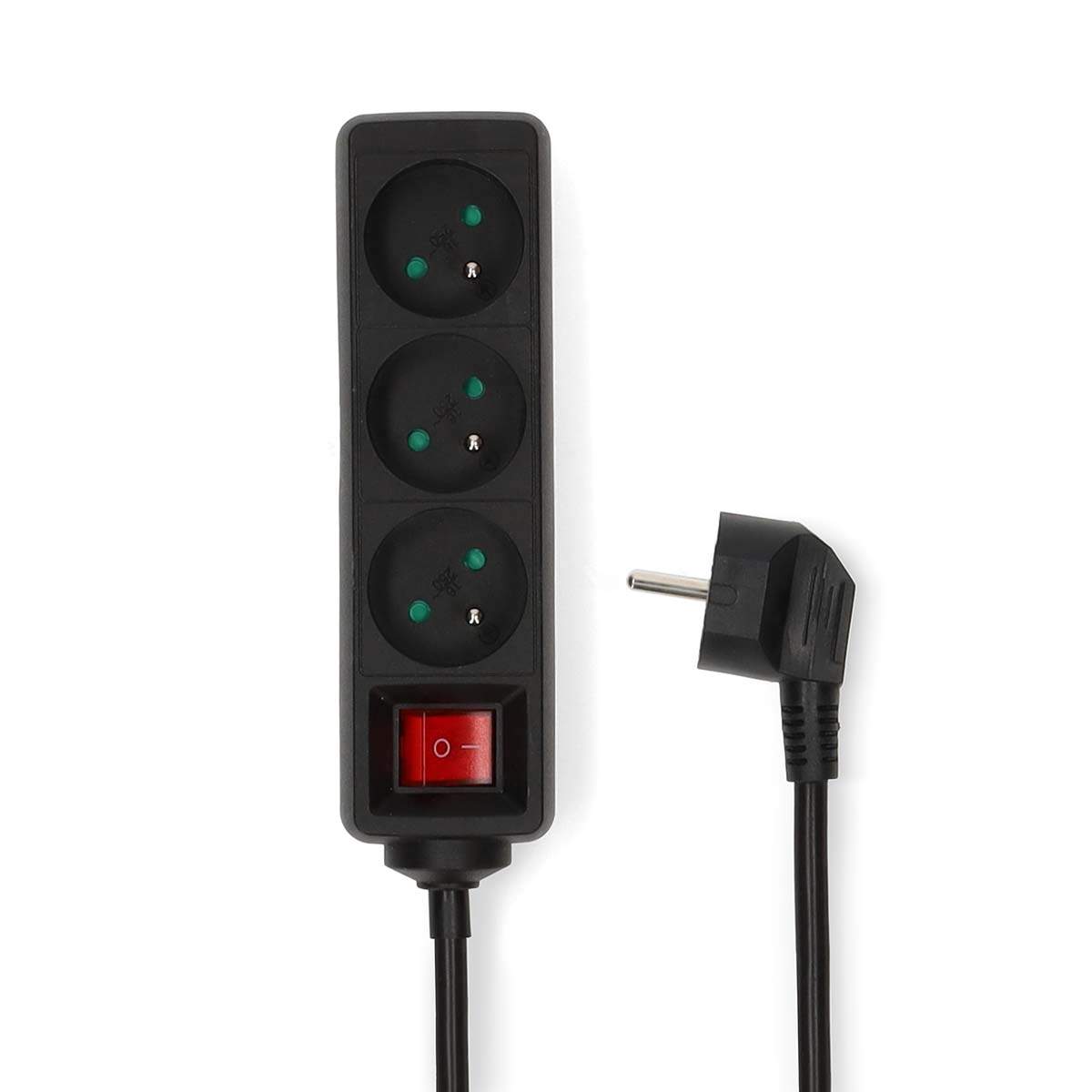 Forlængerstik | Type E (CEE 7/6) | 3-vejs | 5,00 m | 3680 W | 16 A | Type jordforbindelse: Pin Earth | 230 V AC 50/60 Hz | Stikv billede