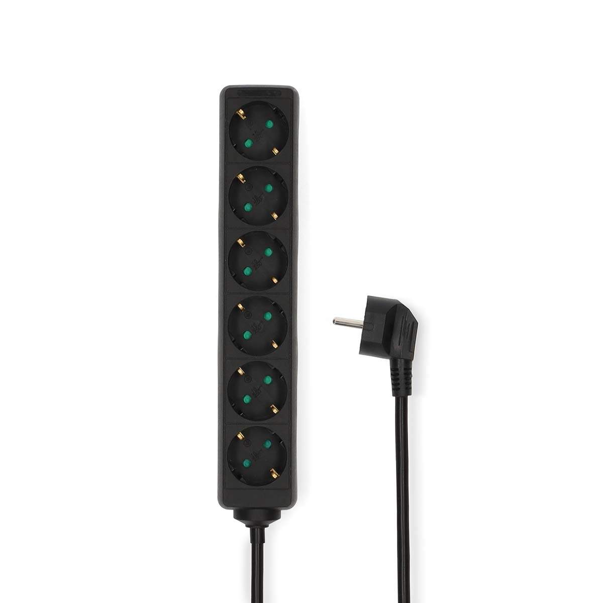 Forlængerstik | Type F (CEE 7/7) | 6-vejs | 3,00 m | 3680 W | 16 A | Type jordforbindelse: Sidekontakter | 230 V AC 50/60 Hz | S billede