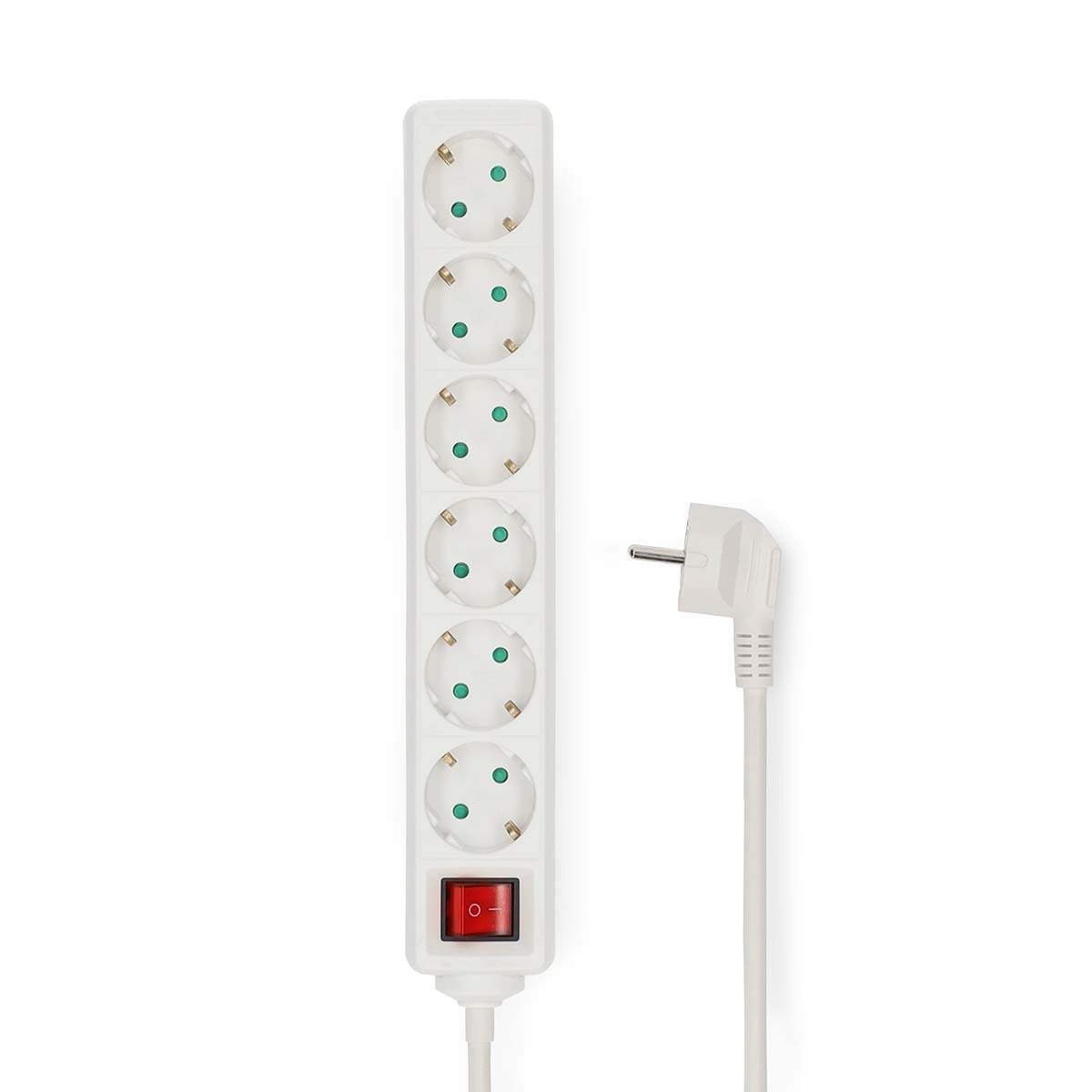 Forlængerstik | Type F (CEE 7/7) | 6-vejs | 3,00 m | 3680 W | 16 A | Type jordforbindelse: Sidekontakter | 230 V AC 50/60 Hz | S billede