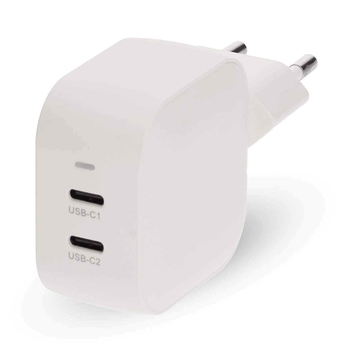 Seinälaturi | 45 W | GaN | PD3.0 | Pikalatausominaisuus | 2,25 / 3,0 A | Tuotosten lukumäärä: 2 | 2x USB-C™ | Automaattinen jänn