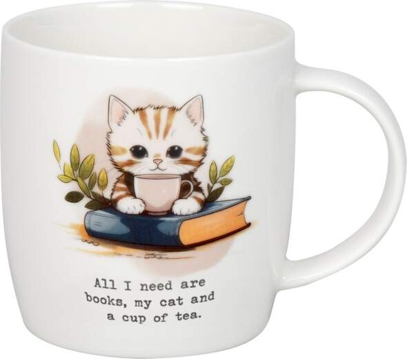 Krus Alt, hvad jeg behøver, er bøger, kat, kaffe