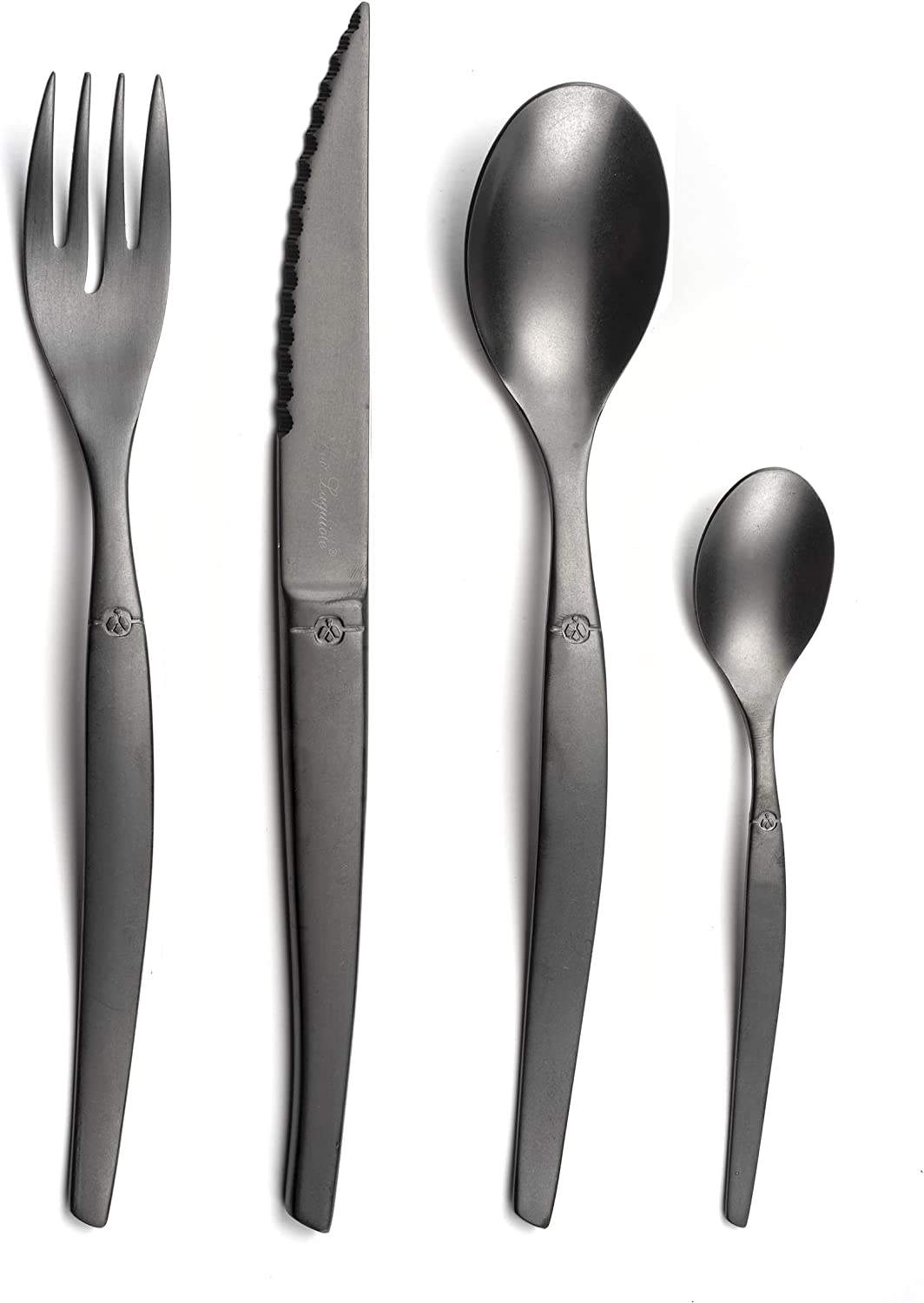 Jet Bestiksæt 16 dele stenvasket sort