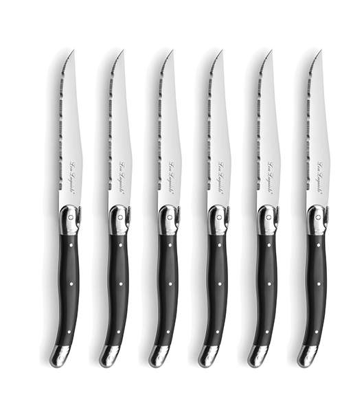 Traditionelle grillknive i træklods 6-p antracit