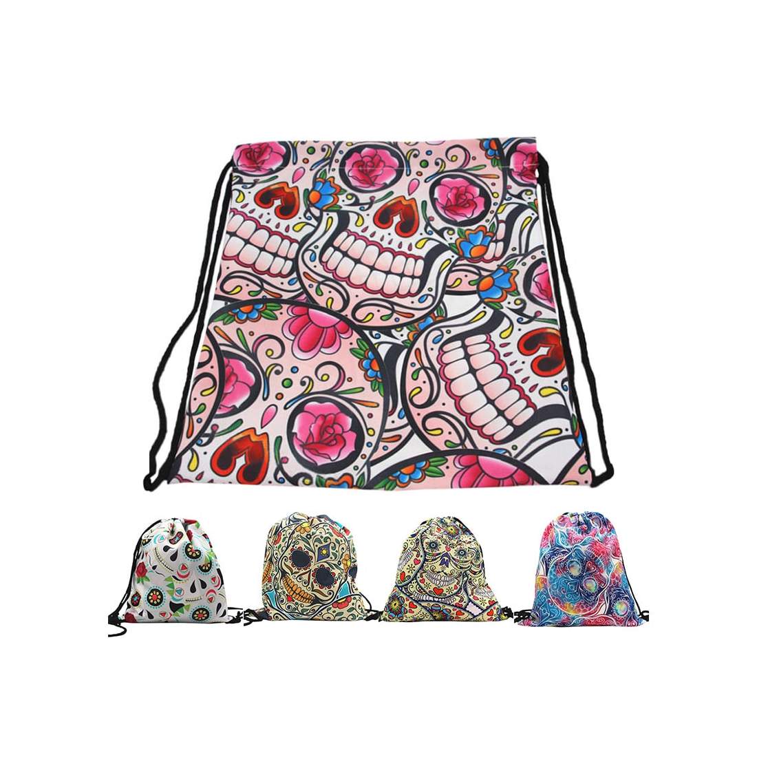 Klassisk Gympapåse med Sugar Skull motiv | Mode & Accessoarer - Väskor & Plånböcker - Ryggsäckar & Väskor - Träningsväskor & Gympapåsar | Pryloteket