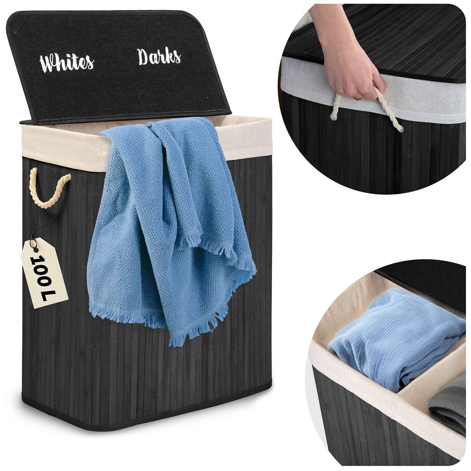 Bambu tvättkorg med lock 100 l Massido | Elektronik - Tillbehör Mobil & Surfplatta - Mobiltillbehör - Mobilkablar - Tillbehör | Pryloteket