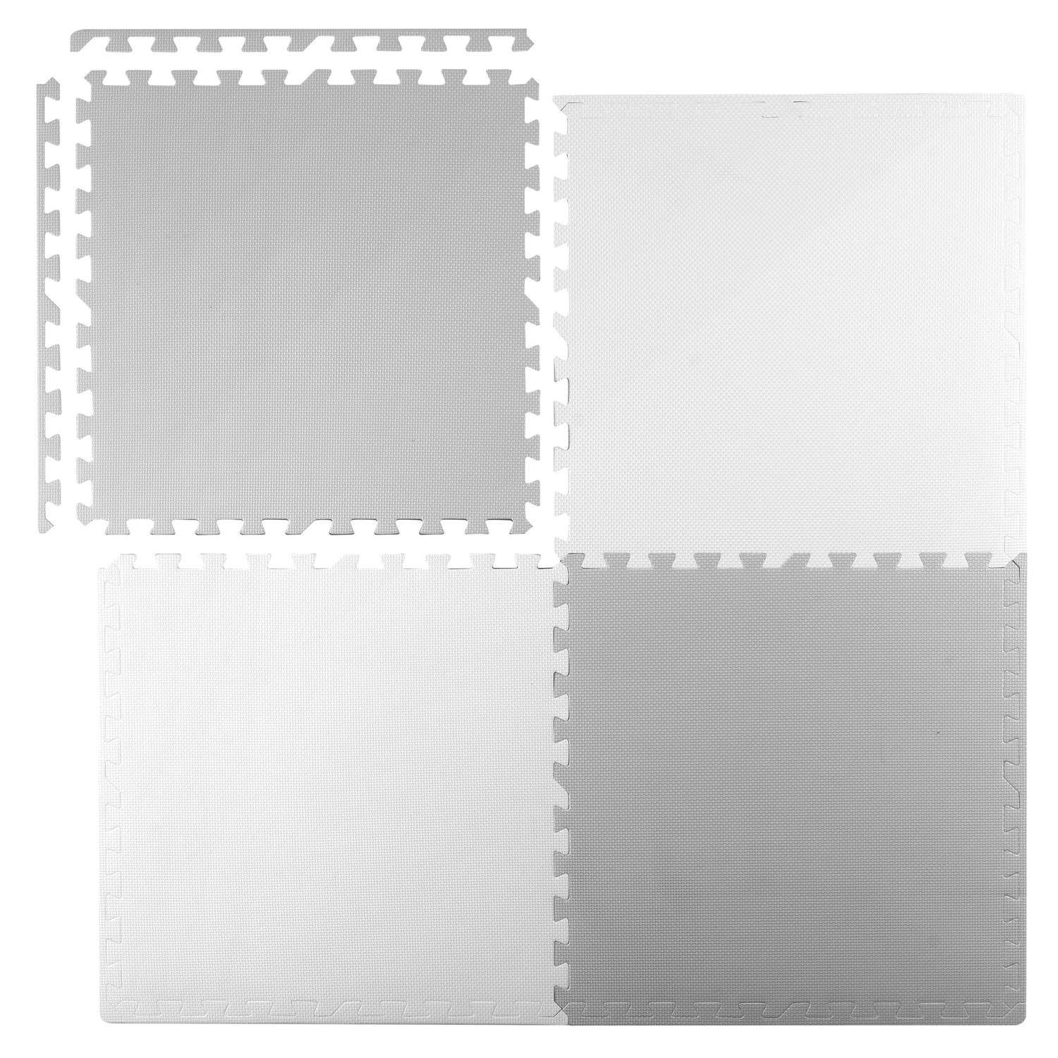 Stor skummatta, Ricokids pussel 60x60cm 4 st vit och grå | Leksaker & Spel - Leksaker - Pussel | Pryloteket