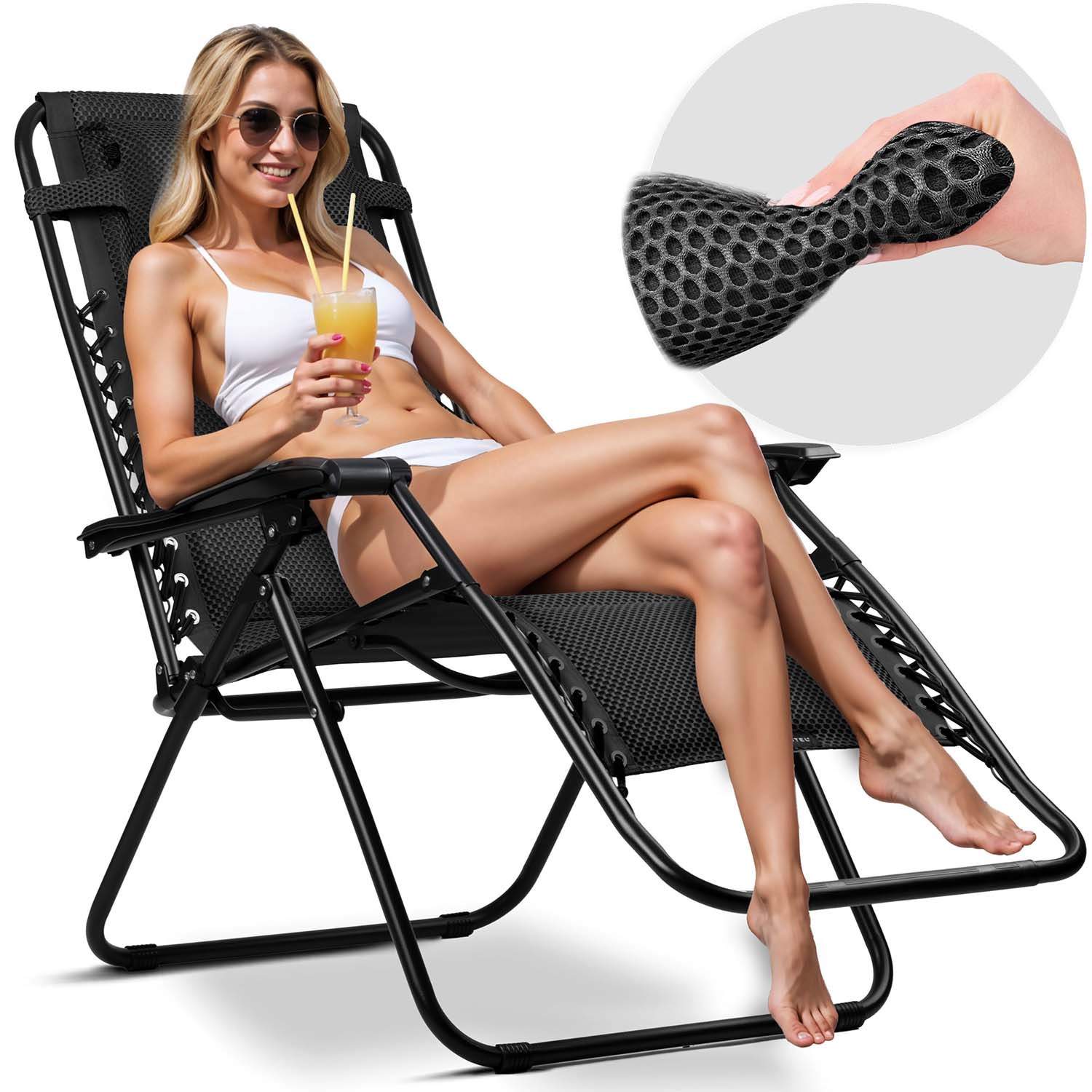 Sammenklappelig haveseng med hynde Sofotel ChillWell Soft sort