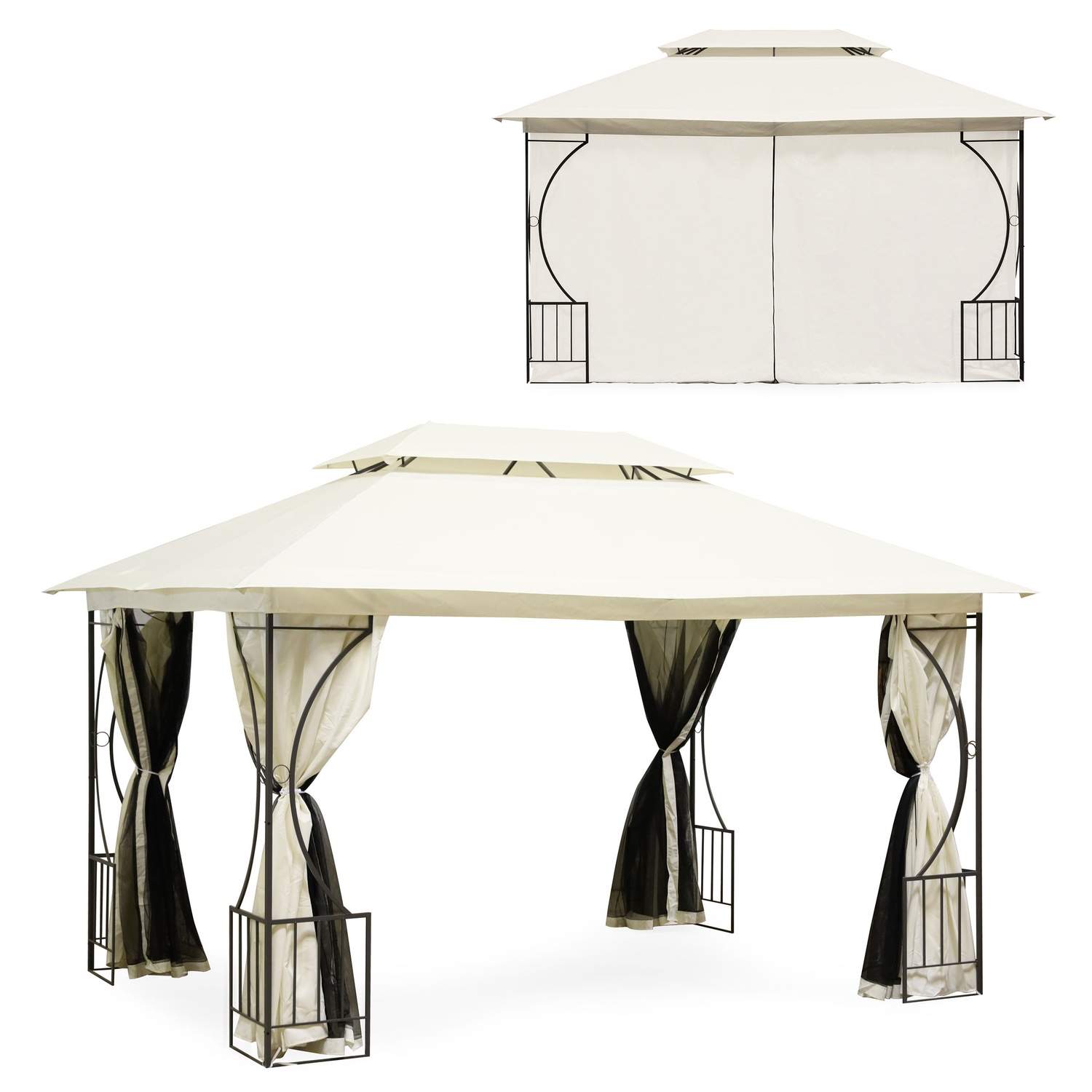 Lyxig beige trädgårdspaviljongtält Gazebo 3x4 m med myggnät och fulla väggar MultiGarden | Hem & Hobby - Hem & Hushåll - Bygg | Pryloteket