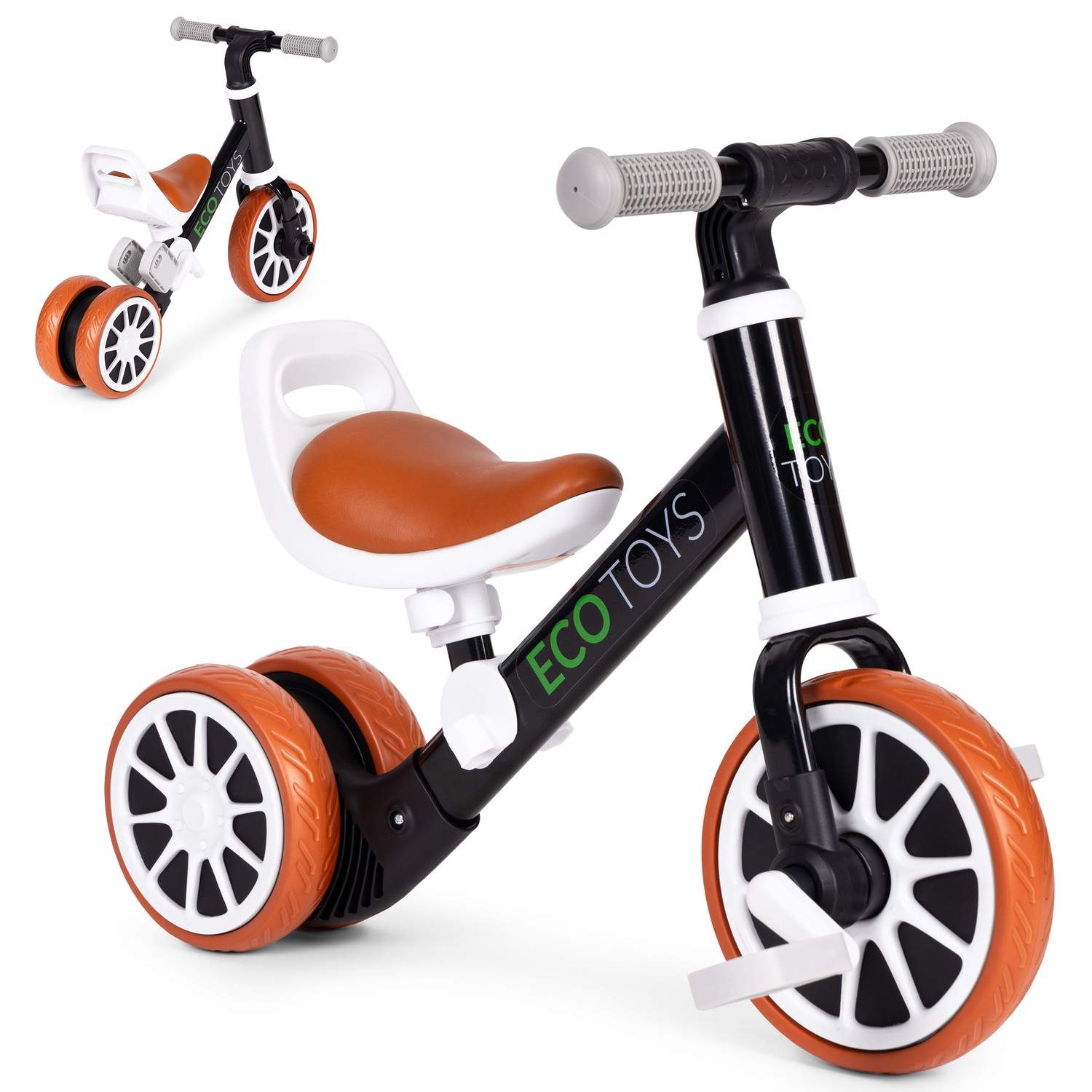 Balancecykel med pedaler 2i1 sort ECOTOYS