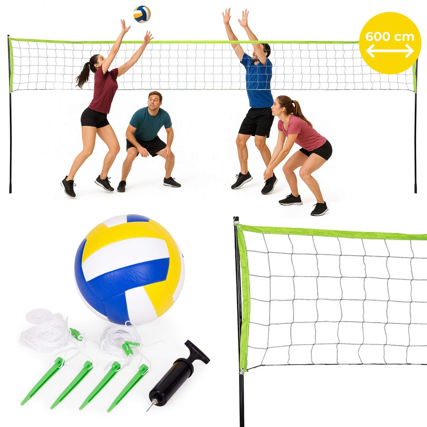 Volleyball- og badmintonnet 600x240 cm Sammenfoldelig og holdbar MultiGarden